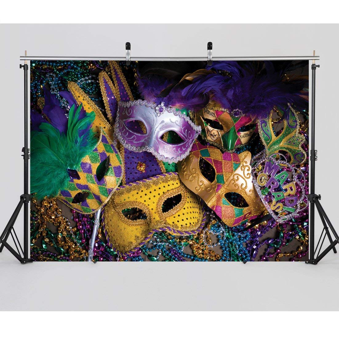 8x6FT Mardi Gras Party Decorations - Carnival Masquerade Backdrop for Photography, Birthday, Wedding & Bachelorette Parties | Durable Photo Booth Background for Festive Celebrations & Events