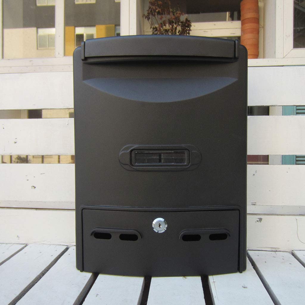 Waterproof Outdoor Mailbox - Black Wall Mount Letter Box with Lock, Weatherproof & Durable for Home, Garden, Apartment - Perfect for Mail Collection and Secure Package Delivery