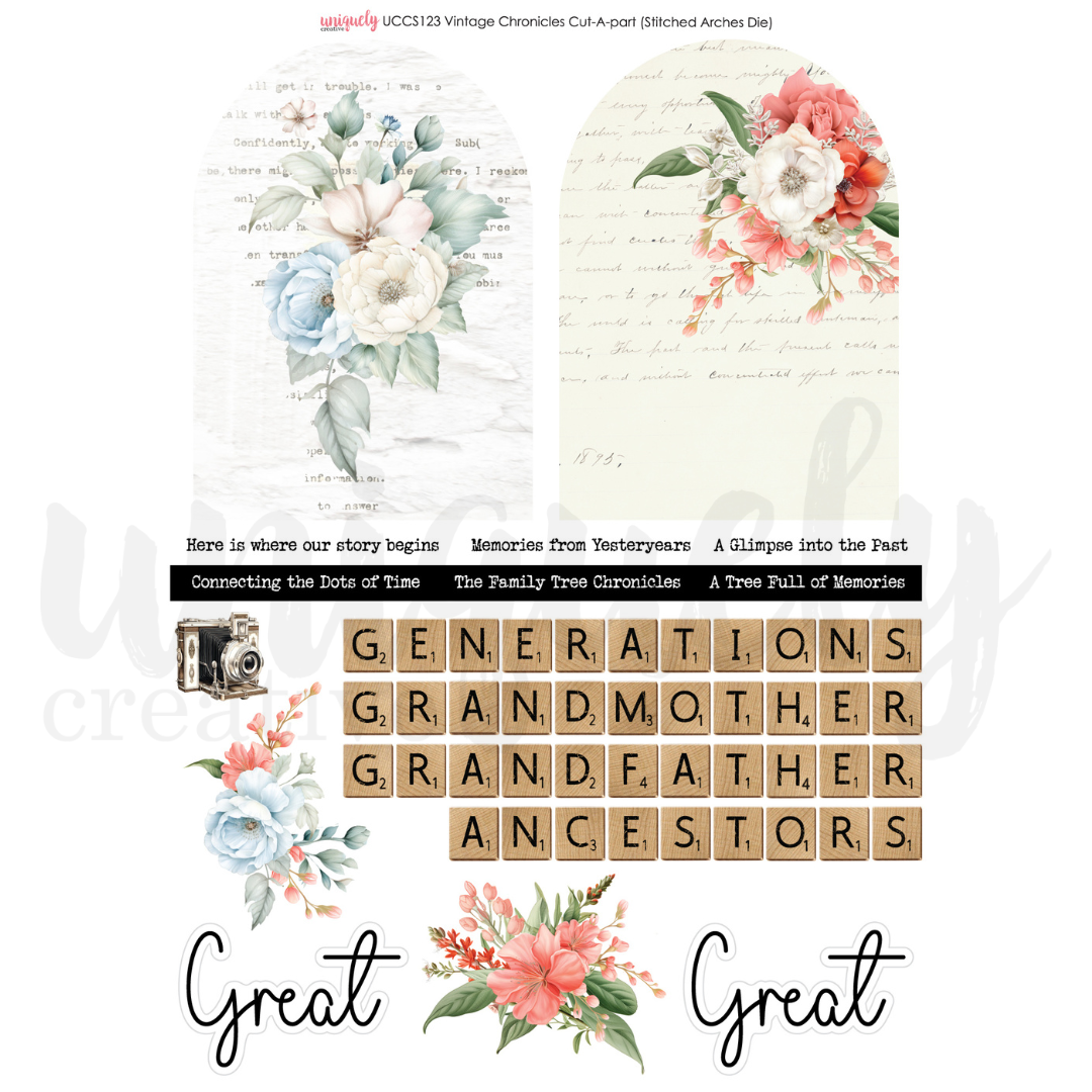 Vintage Chronicles Cut a Part Sheet - DIY Scrapbooking Supplies for Journaling, Card Making & Memory Keeping | Perfect for Crafters & Scrapbook Enthusiasts