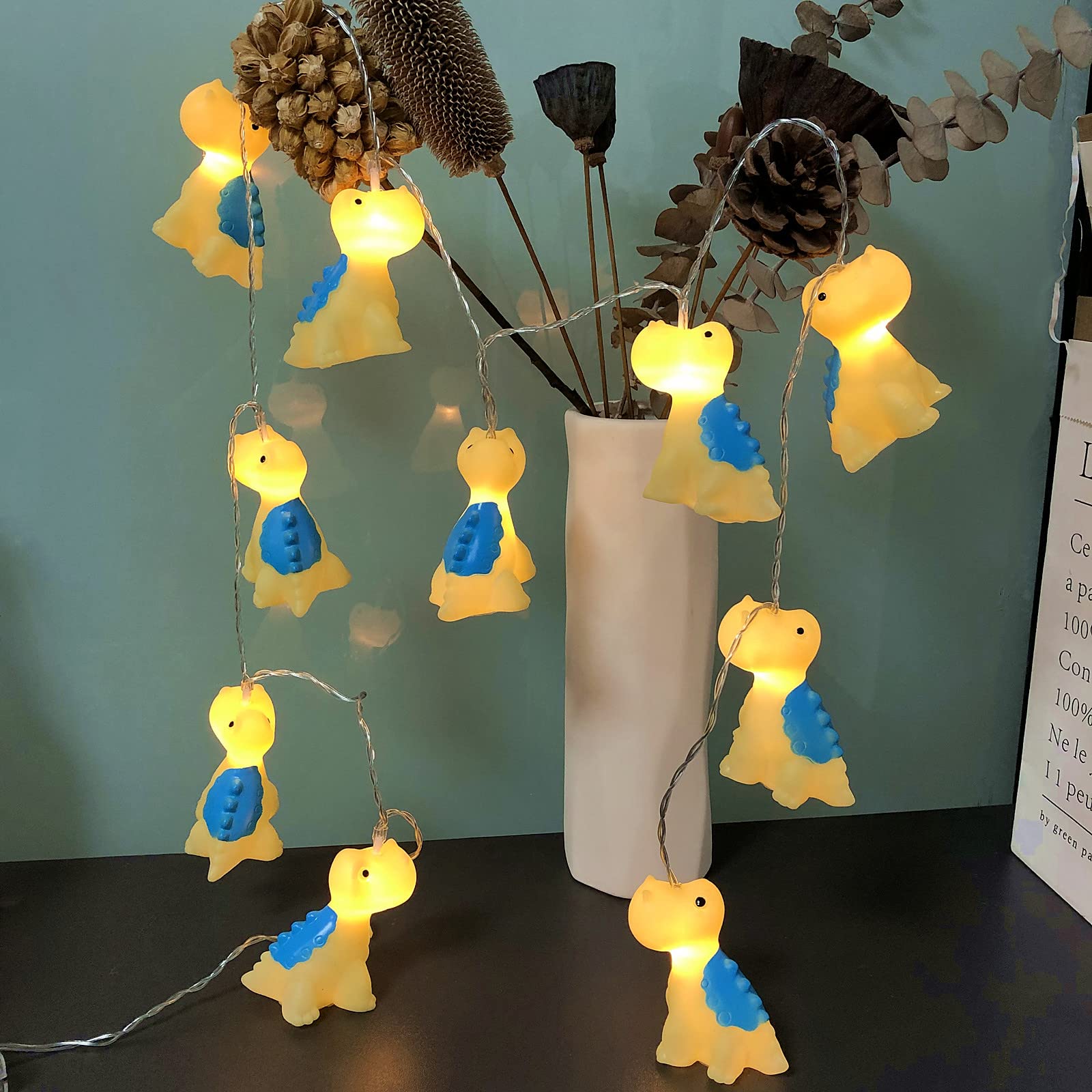 Dinosaur String Lights - 5.4ft Battery Operated LED Night Lights for Kids Room, Bedroom Decor, Holiday & Party Decoration (10 LED Back-Spine Dinosaurs, 1.65m) - Perfect for Nursery, Birthday Parties, Christmas Tree & Cozy Bedtime Ambiance