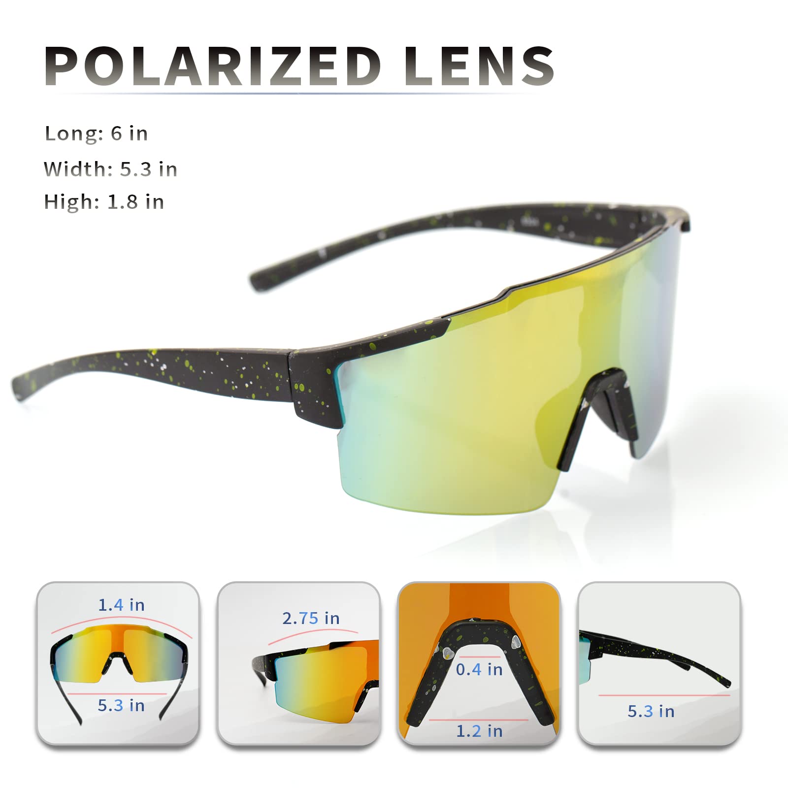 Polarized Sports Sunglasses for Men & Women - UV Protection Cycling, Running, Golf & Fishing Glasses - Perfect for Outdoor Activities & Athletic Performance