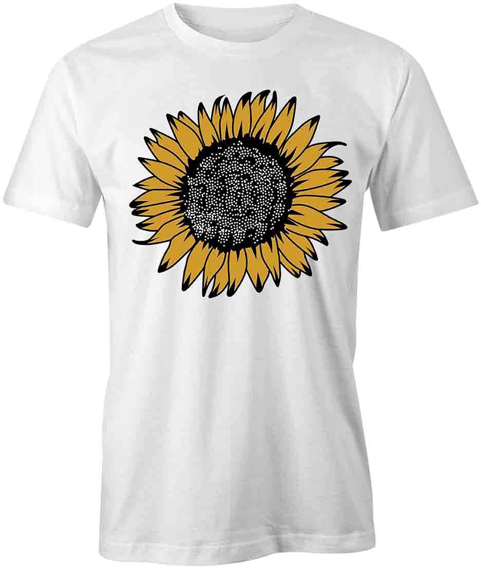 Sunflower Printed T-Shirt for Women & Men | Soft Cotton White Graphic Tee | Casual Summer Outfit, Beach Wear, Festival Fashion
