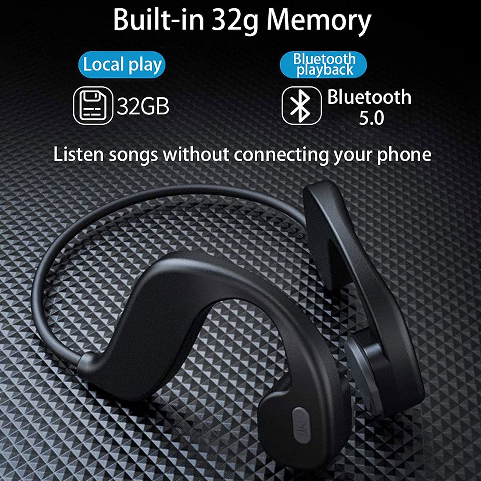 ESSONIO Waterproof Bone Conduction Headphones with Built-in 32GB MP3 Player - IPX8 Swimming Headphones, Bluetooth 5.0 Wireless Open-Ear Headphones for Swimming, Running, Cycling, Gym Workouts & Spa Relaxation