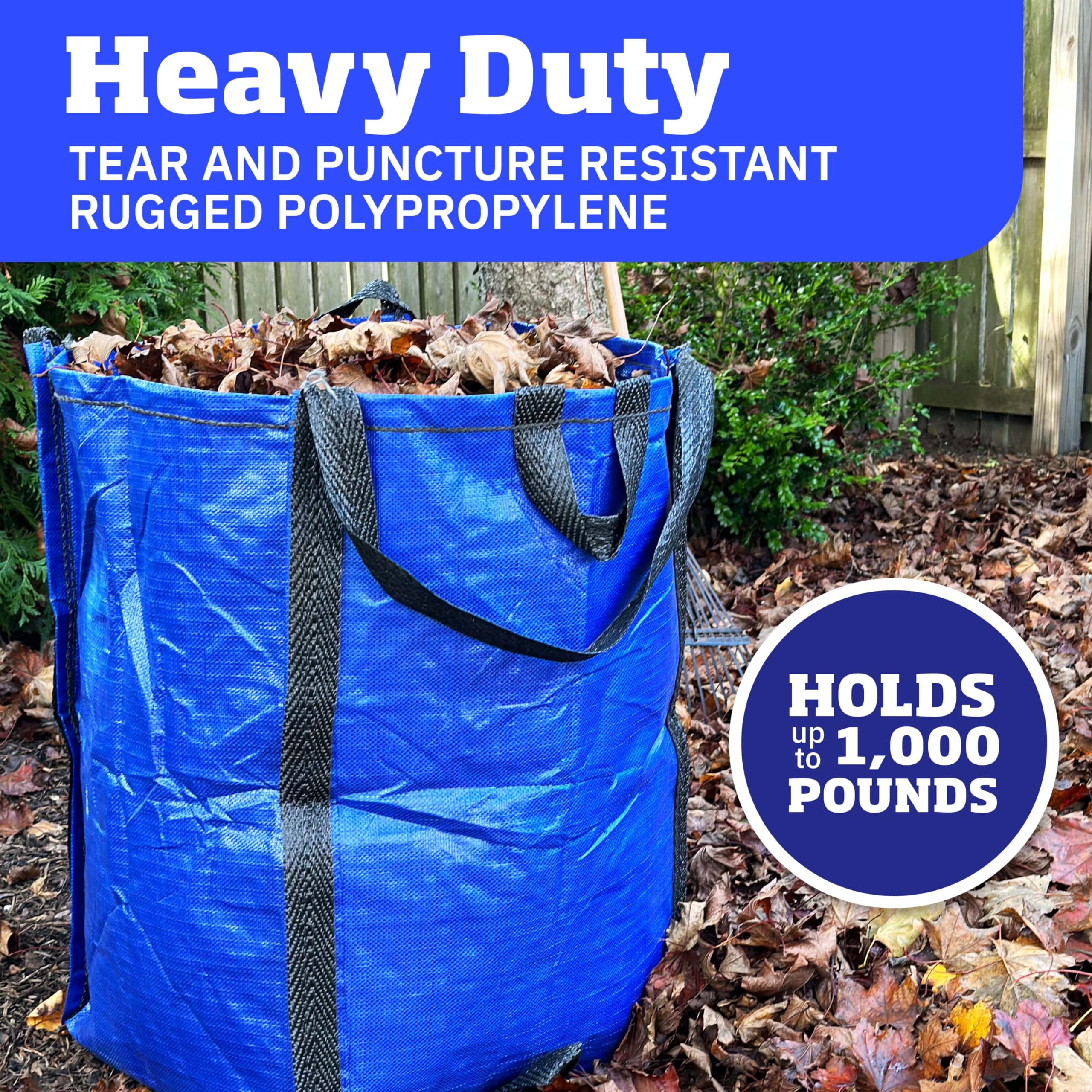 DURASACK Heavy Duty 48-Gallon Reusable Lawn & Leaf Bags - Self-Standing Yard Waste Bags with Reinforced Handles (3-Pack, Multicolor) - Perfect for Home, Garden & Outdoor Cleanup