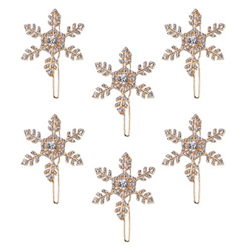 Bestoyard 6pcs Christmas Rhinestone Snowflake Hair Clips - Crystal Bobby Pins for Women, Winter Hair Accessories for Parties, Weddings & Holiday Outfits
