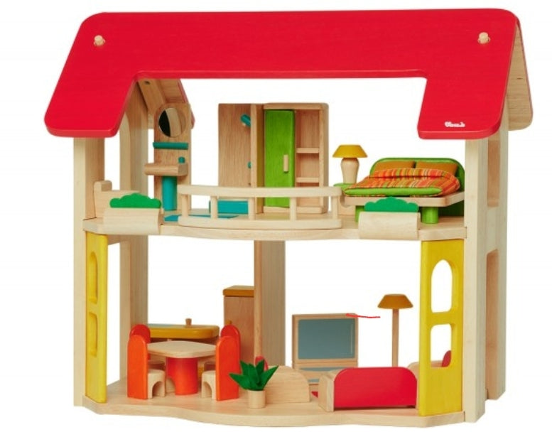 Happy Home Wooden Doll House by Voila - Handcrafted Wooden Dollhouse for Kids with Furniture, Perfect for Pretend Play & Creative Storytelling - Great Gift for Birthdays & Christmas