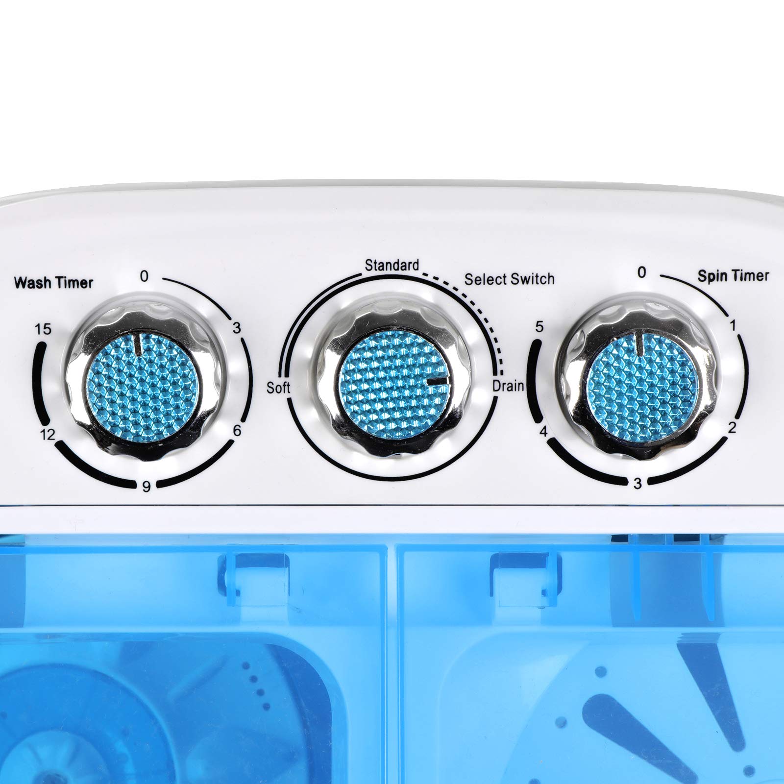 Portable Mini Twin Tub Washing Machine with Spin Dryer & Drain Pipe - Compact Laundry Washer for Small Spaces, Apartments, Dorms, RVs, Camping - Perfect for Travel, Emergency Use & Off-Grid Living (Blue)