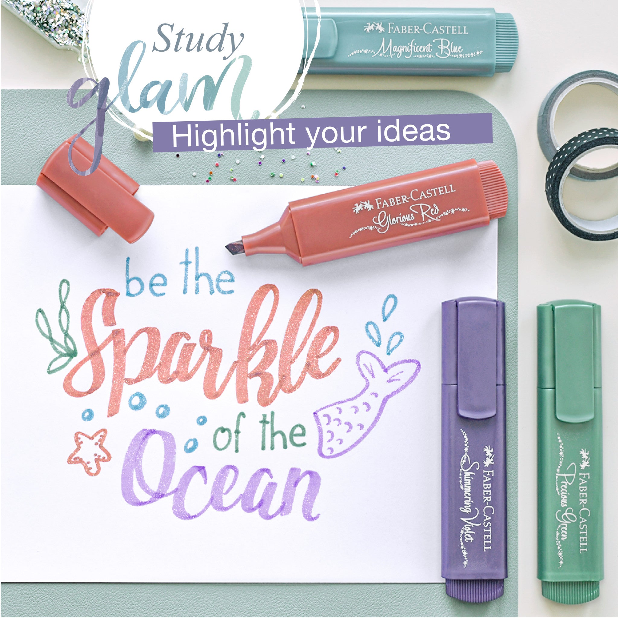 Metallic Highlighters Set of 4 - Vibrant Colors for Note Taking, Studying & Office Organization - #154624