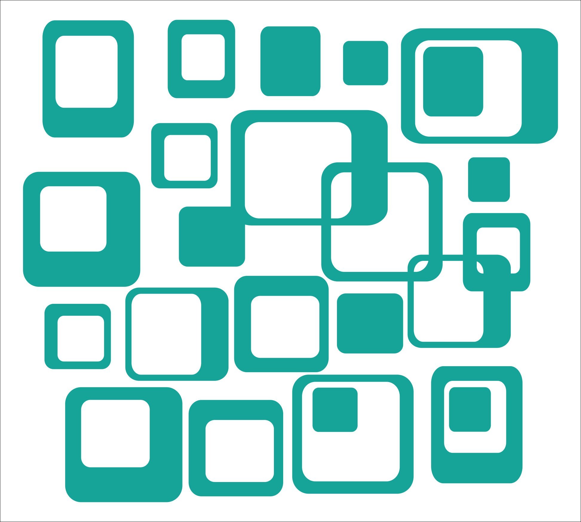 Funky Vinyl Wall Stickers 20-Pack - Teal for Home & Office Decor