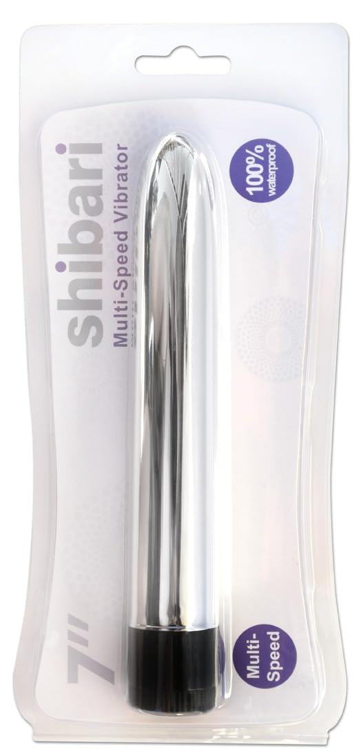 Shibari Classic 7 Inch Bullet Vibrator - Powerful Clitoral & G-Spot Stimulator for Women, ABS Plastic Waterproof Adult Sex Toy - Rechargeable, Quiet, Discreet - Perfect for Solo Play & Couples Foreplay (Silver)