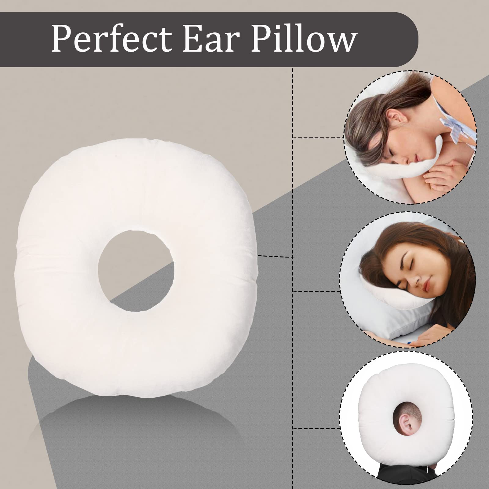 Ear Piercing Pillow for Side Sleepers - O-Shaped Memory Foam Ear Hole Pillow with Ear Guard, Relieves Ear Pain, Pressure Sores & Inflammation - Perfect for CNH Patients, Post-Piercing Care & Comfortable Side Sleeping