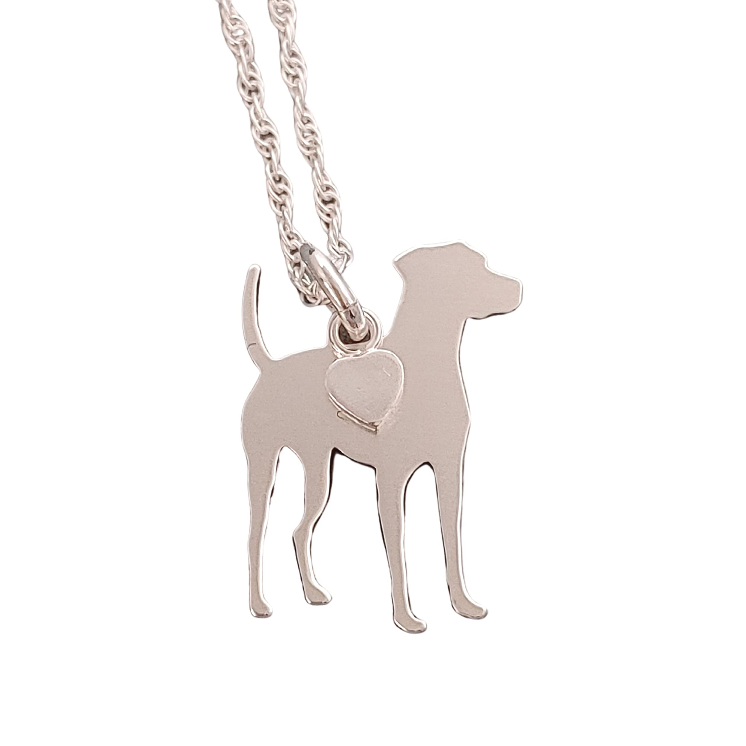 Sterling Silver Dog Charm Necklace for Pet Lovers - Catahoula Heart Pendant