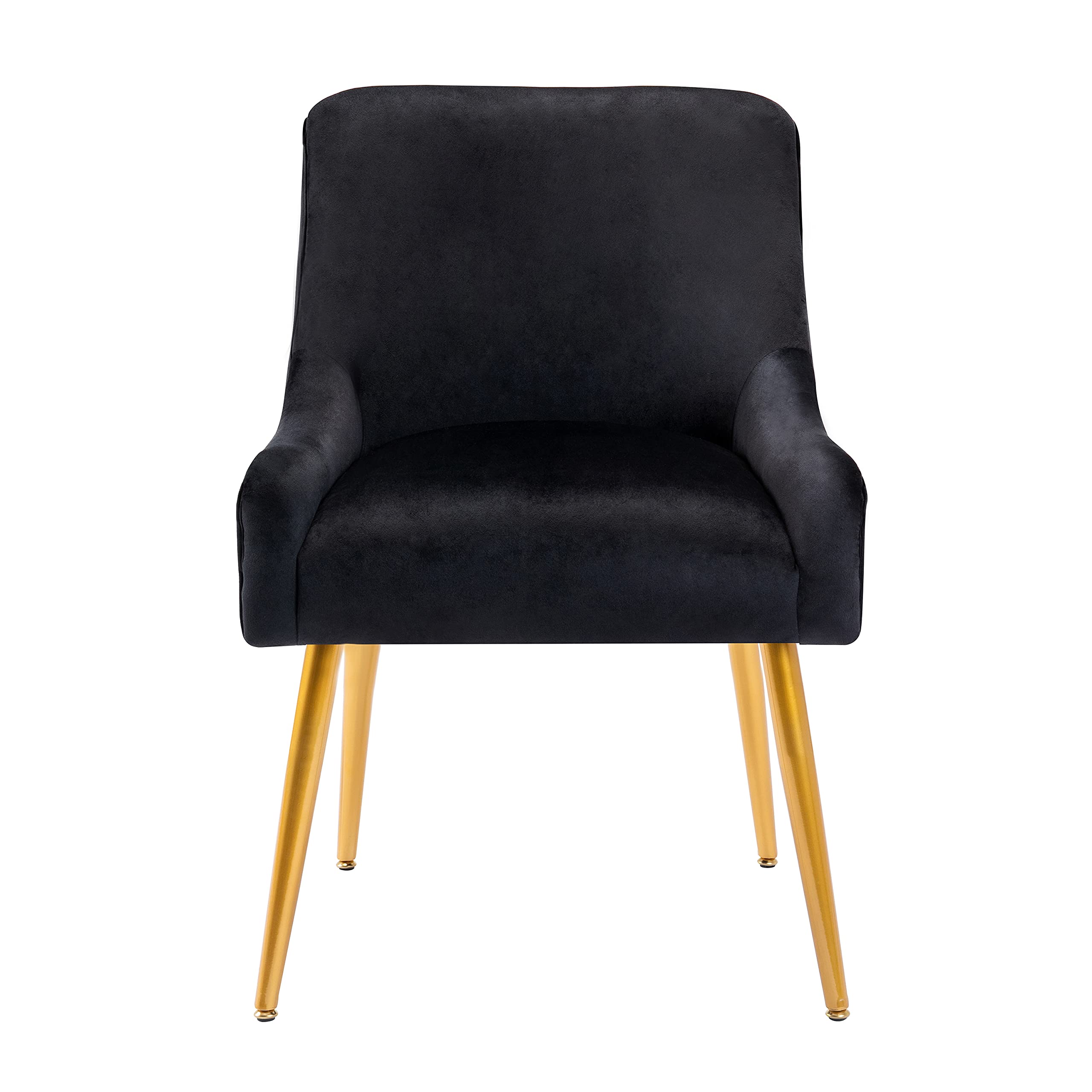 Luxury Velvet Armless Accent Chair with Gold Metal Legs - Modern Comfortable Desk Chair for Adults & Teens - Vintage Vanity Chair for Bedroom, Living Room, Dorm (Black) - Perfect for Reading Nooks, Home Offices & Cozy Sitting Areas
