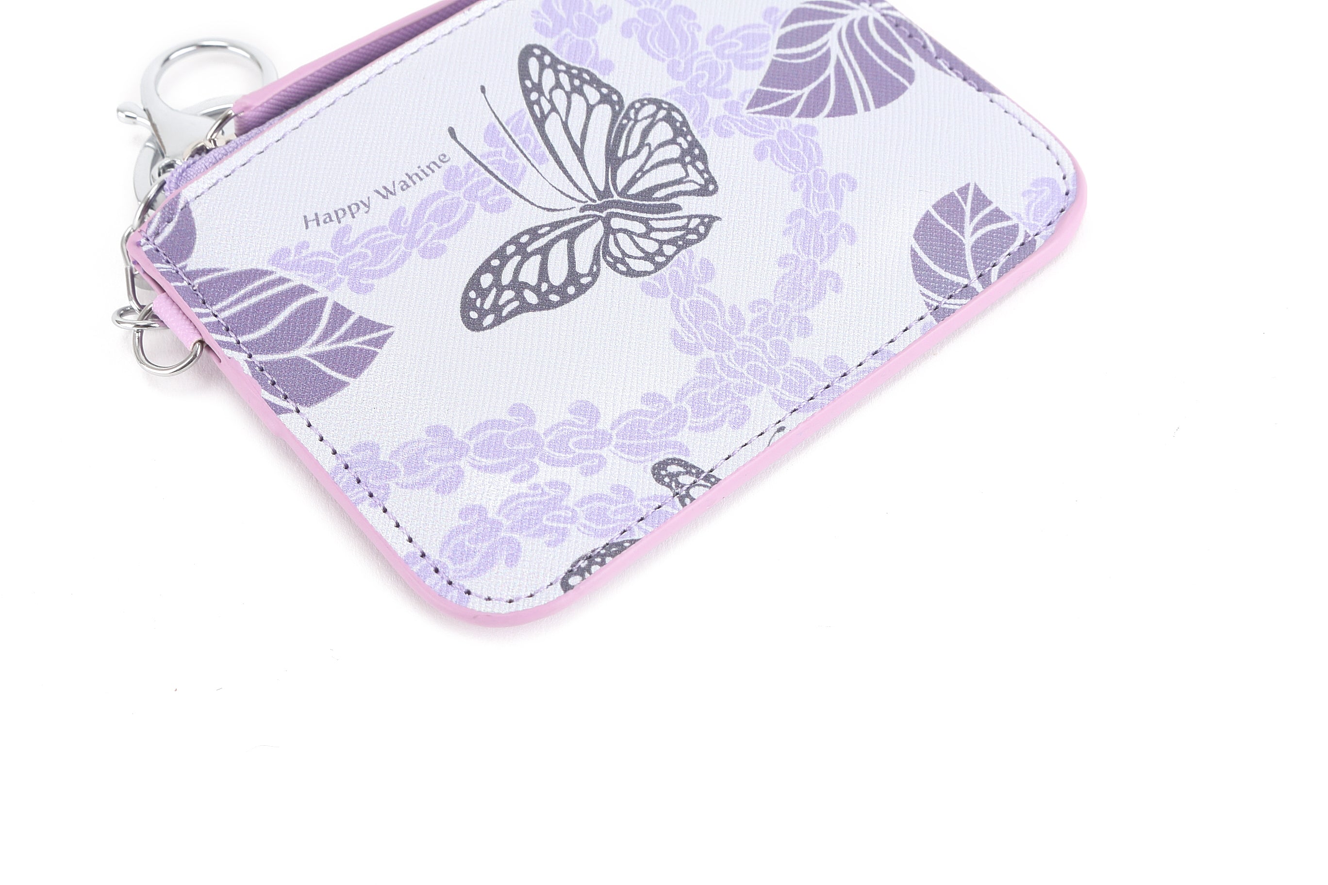 May Crownflower Purple Leather Card Holder - Slim RFID Blocking Wallet for Credit Cards & ID - Perfect for Travel, Business, and Everyday Use