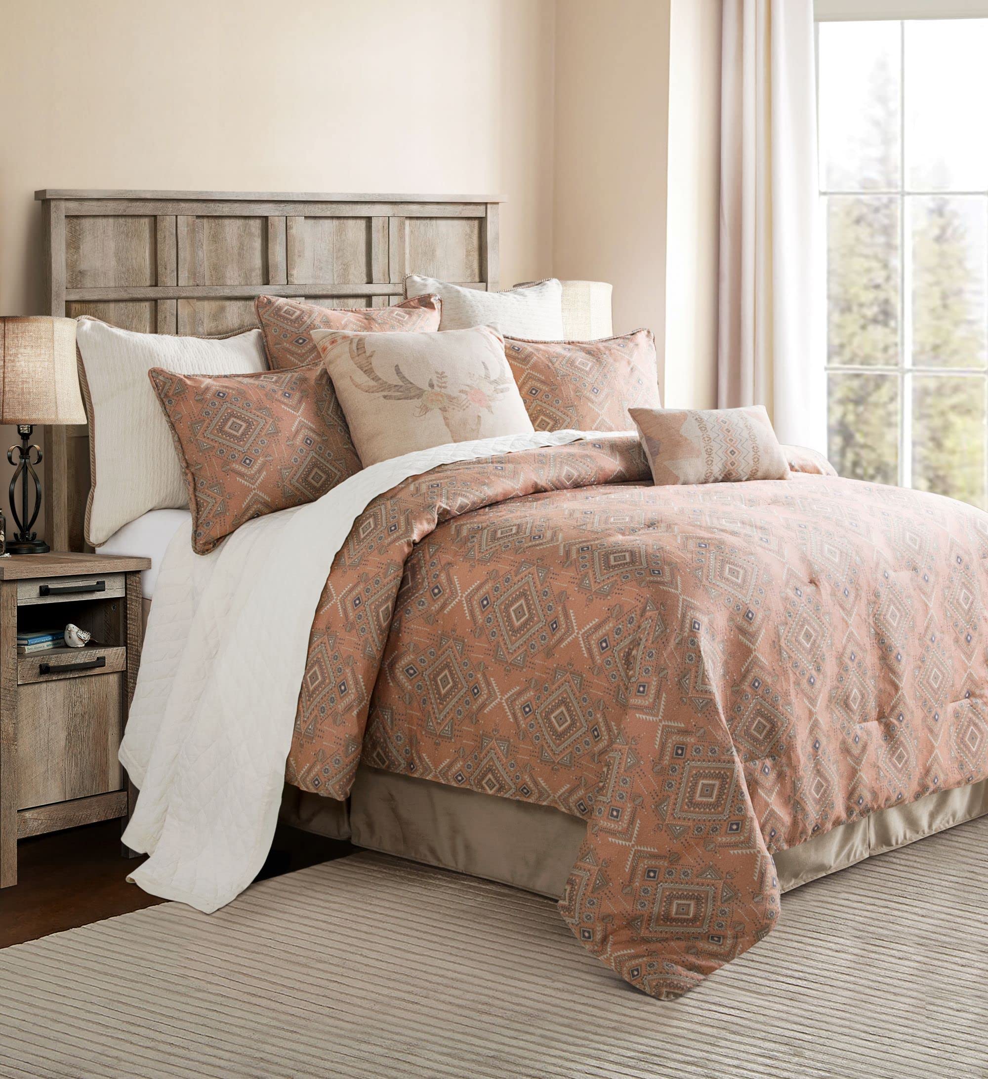Southwestern Queen Comforter Set - Aztec Jacquard Bedding for Casual Chic Bedrooms