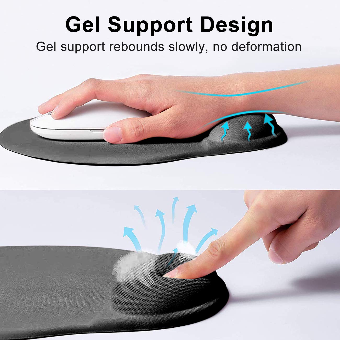 Ergonomic Gel Mouse Pad with Wrist Support - Comfortable Wrist Rest for Pain Relief, Perfect for Office, Gaming & Laptop Use - Black (Petis Brand)