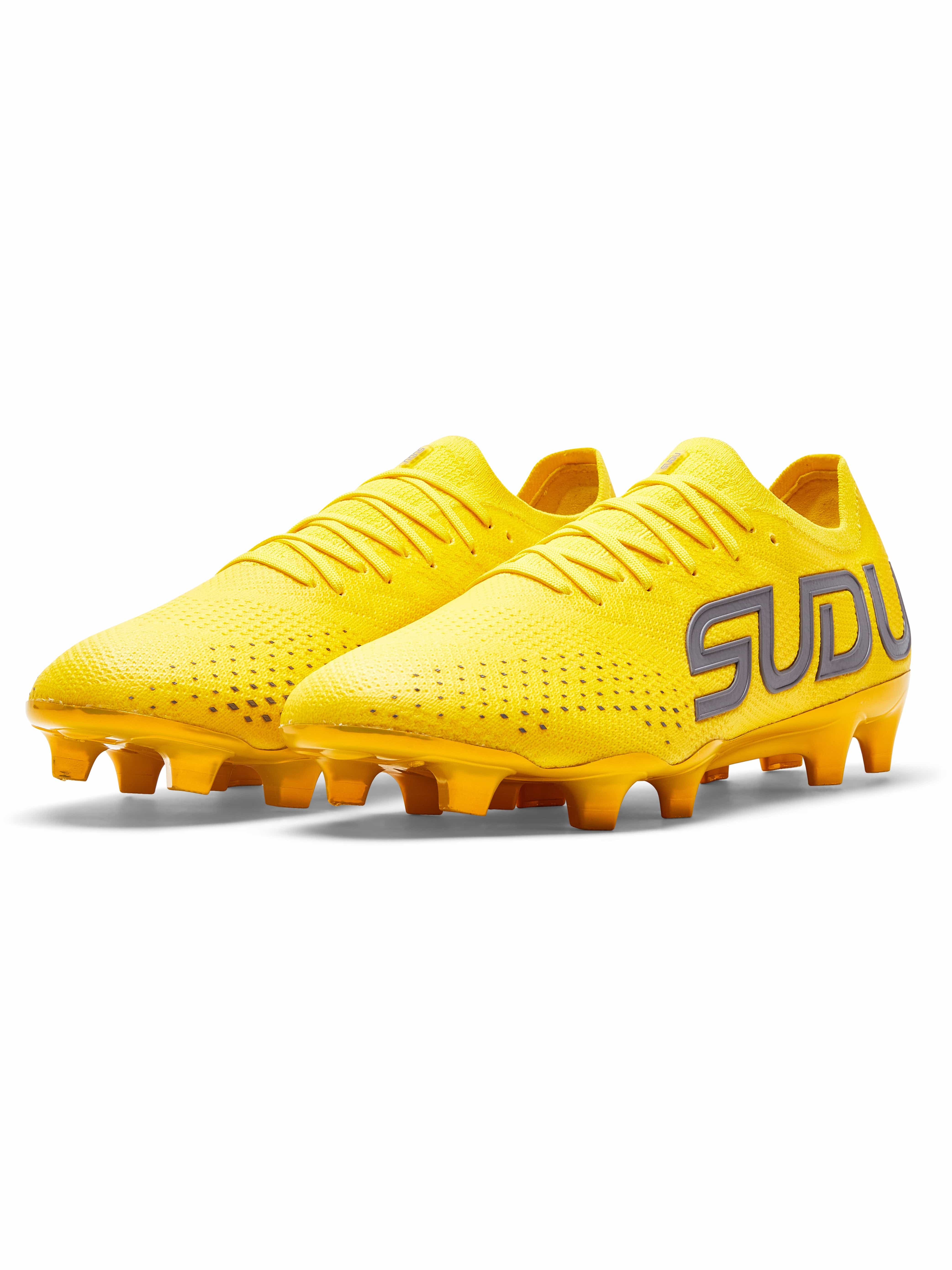 **SFS FG 01+ Pro Football Boots for Men - Lightweight Soccer Cleats with Enhanced Traction - Vibrant Yellow Color - Perfect for Turf, Grass & Indoor Matches**