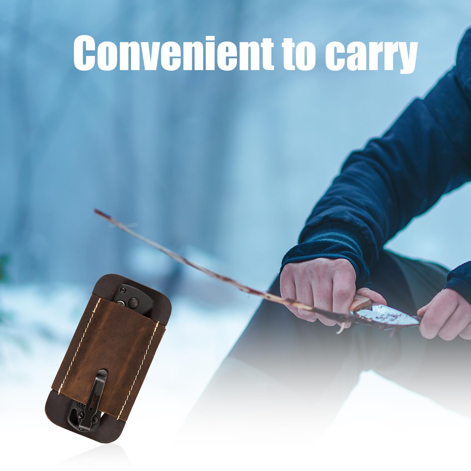 Premium Leather Knife Sheath for Belt - Horizontal Carry Pocket Knife Holder & EDC Belt Organizer - Compact Draw Knife Holster for Folding Knives - Perfect for Camping, Hunting, and Outdoor Adventures