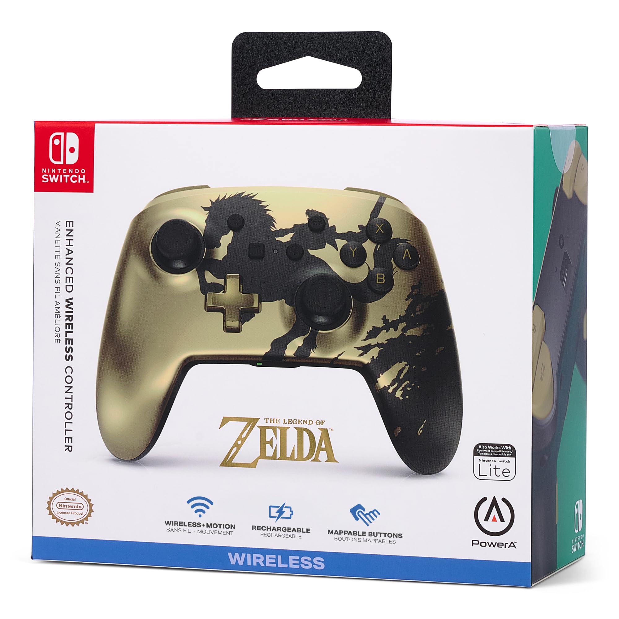 PowerA Enhanced Wireless Bluetooth Controller for Nintendo Switch - Compatible with Switch OLED & Lite Models, Gold Rider Edition | Ergonomic Gamepad for Gaming at Home or On-The-Go