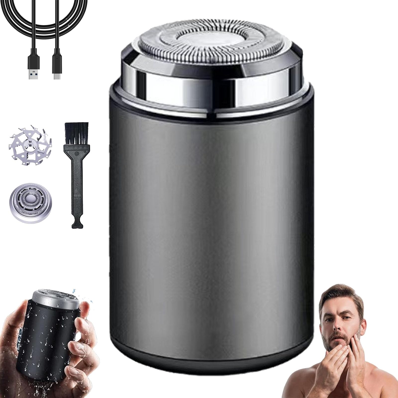 Mini Electric Shaver for Men - USB Rechargeable Waterproof Beard Trimmer, Portable Travel Shaver for Car & On-the-Go Grooming (Black) - Perfect for Business Trips, Gym Bags & Daily Commute