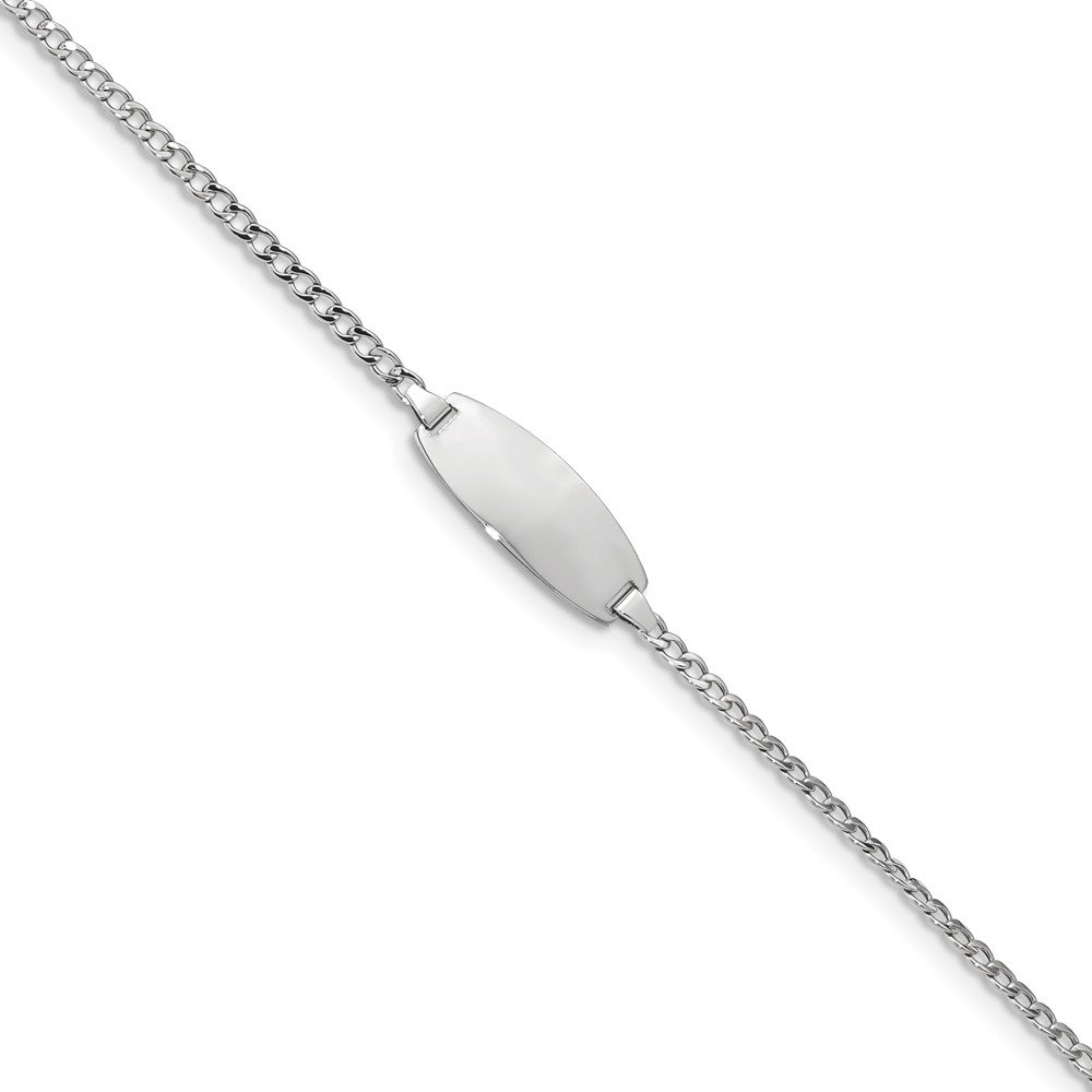 Sonia Jewels 14K White Gold Oval ID Semi-Solid Cuban Curb Chain Bracelet 8mm - Elegant Jewelry for Women, Perfect Gift for Birthday, Anniversary & Special Occasions