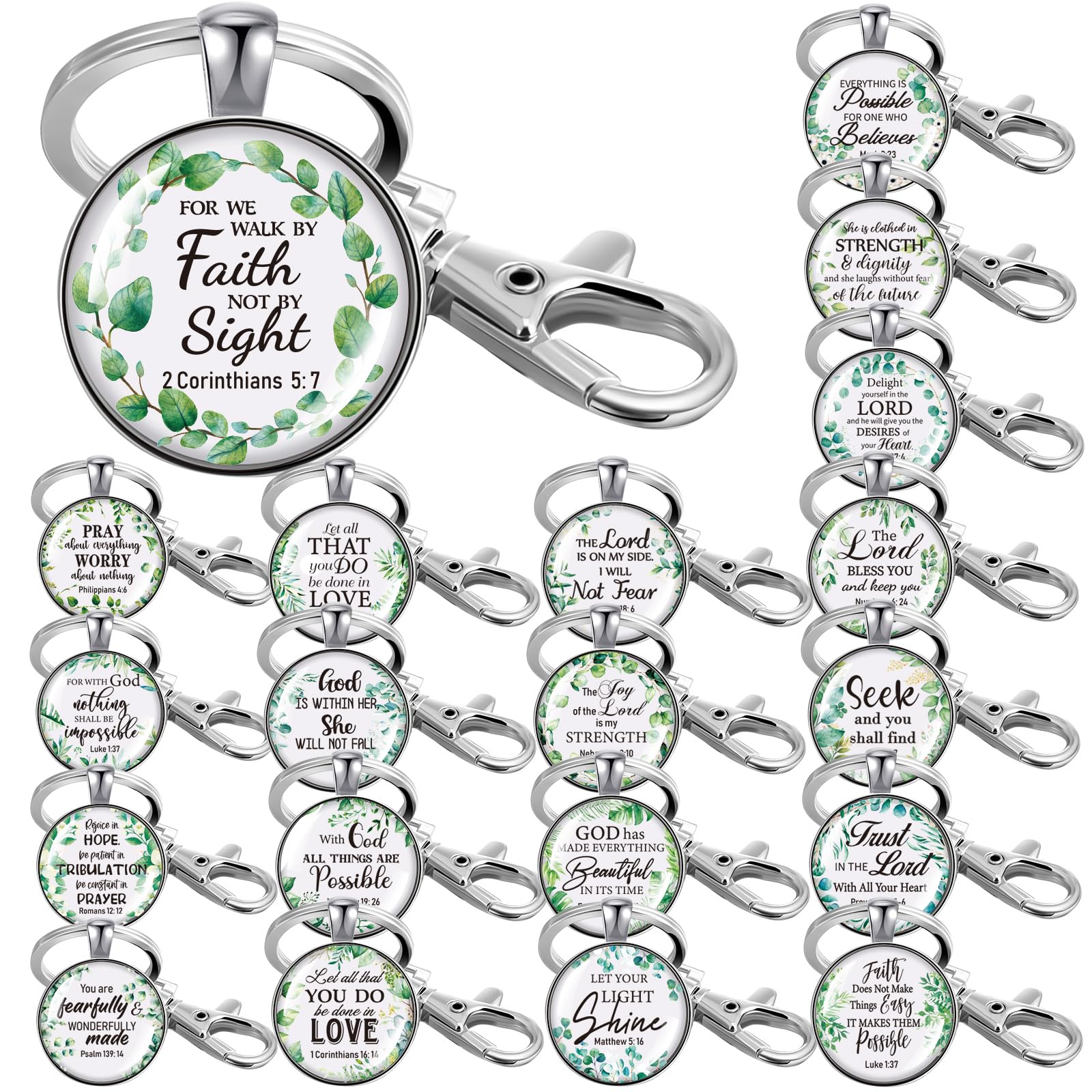 20 Pcs Christian Keychain Bulk - Bible Verse Religious Keychains with Inspirational Scripture Quotes - Perfect Gifts for Easter, Graduation, Prayer Groups & Daily Encouragement for Women and Men