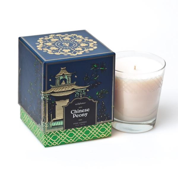 French Scented Boxed Candle with Chinese Peony Fragrance - Luxury Home Decor for Romantic Dinners & Spa Relaxation