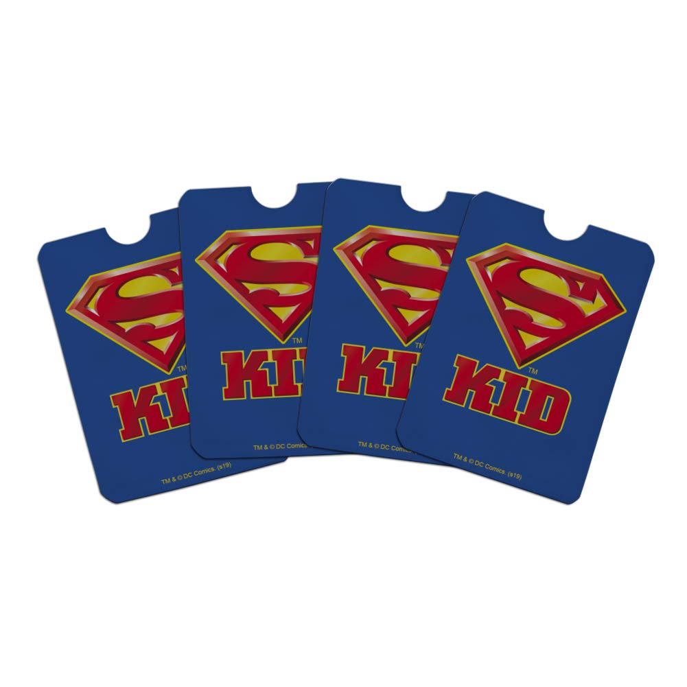 Superman RFID Blocking Credit Card Holder - Set of 4 Super Kid Shield Logo Protectors for Wallet & Purse | Prevent Digital Theft | Perfect for Travel, Shopping & Everyday Use
