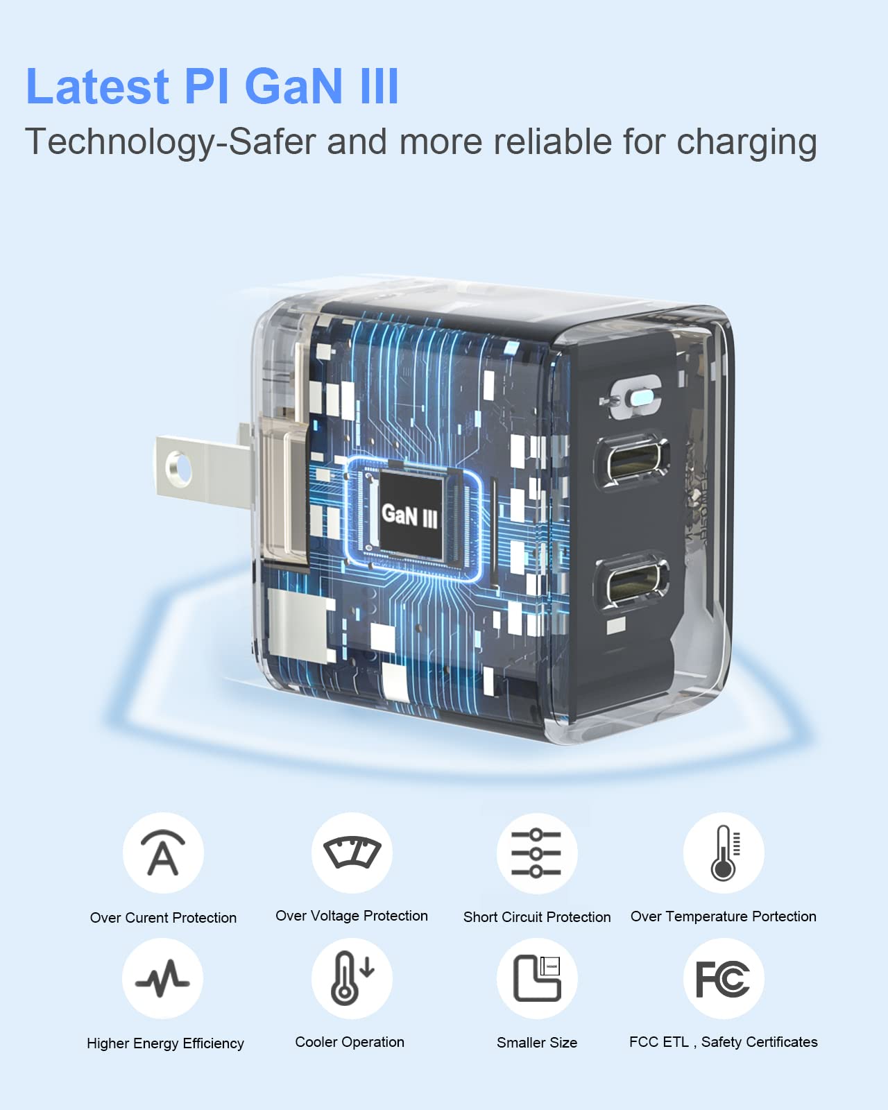 NANAMI 45W Foldable USB C Wall Charger - Fast Charging Block for iPhone 16/15/14/13 Pro Max, iPad, MacBook, Galaxy S24/S23/S22 Ultra/S21/S20 FE, Pixel - Portable Travel Phone Charger for Home, Office & Car Use