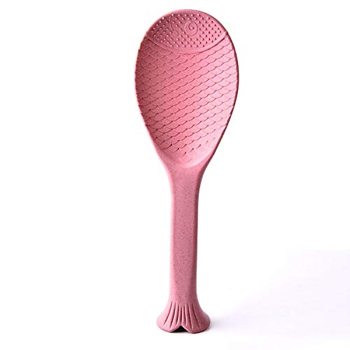 Rabbit Standing Spoon - Cute Nonstick Rice Cooker Spoon, Upright Rice Ladle for Sushi & Cooking - Creative Kitchen Tool for Home & Restaurants (Fish Pink)
