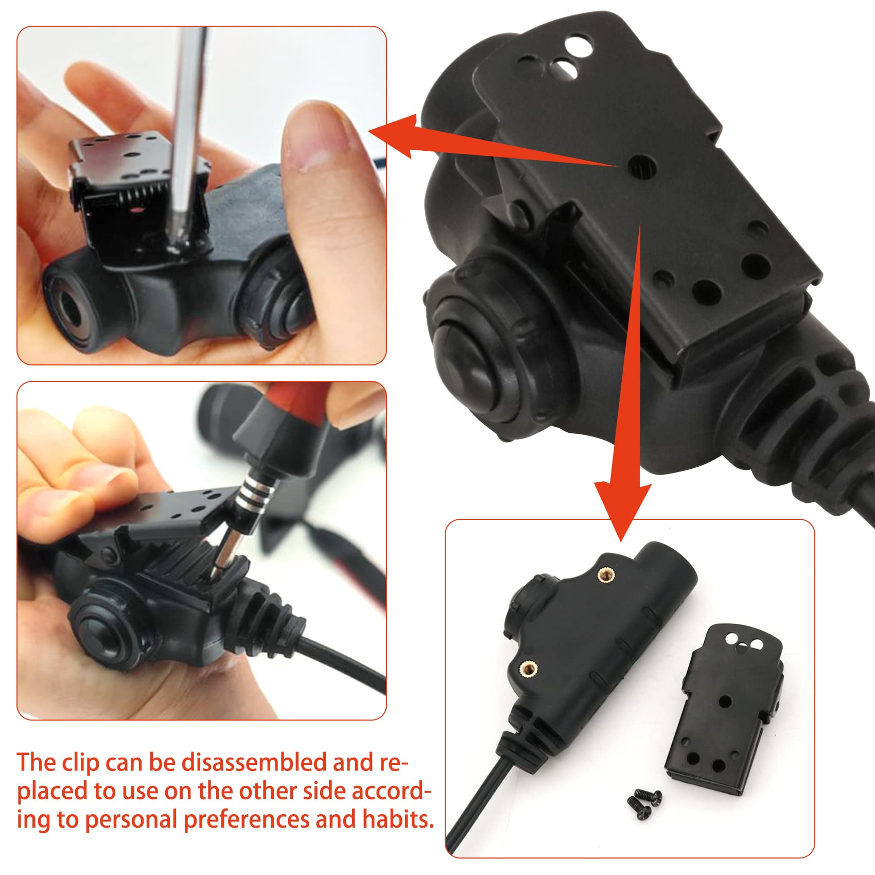 HEARFALCOM Tactical Headset Adapter U94 V2 PTT Push to Talk Communication Device with Standard 7.00mm Jack - Compatible with Kenwood Radios & Civilian Tactical Headsets (Black) - Ideal for Military Training, Airsoft Games & Outdoor Adventures