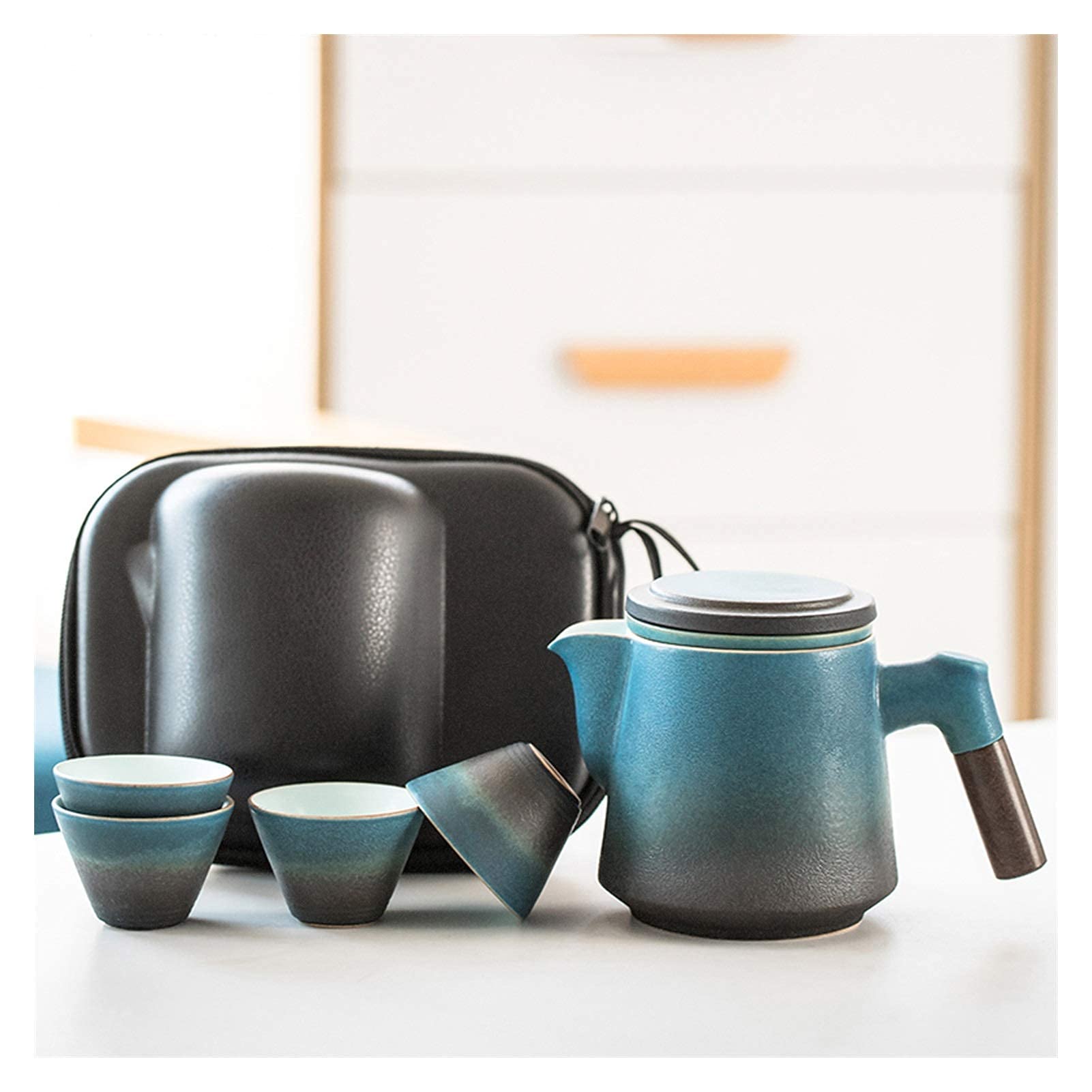 Premium Ceramic Tea Cup & Saucer Set - Classic Kungfu Tea Set with Teapot, Teacups & Travel Bag - Portable for Travel, Home, Office & Outdoor Use - Perfect for Tea Ceremonies, Gifts & Daily Relaxation