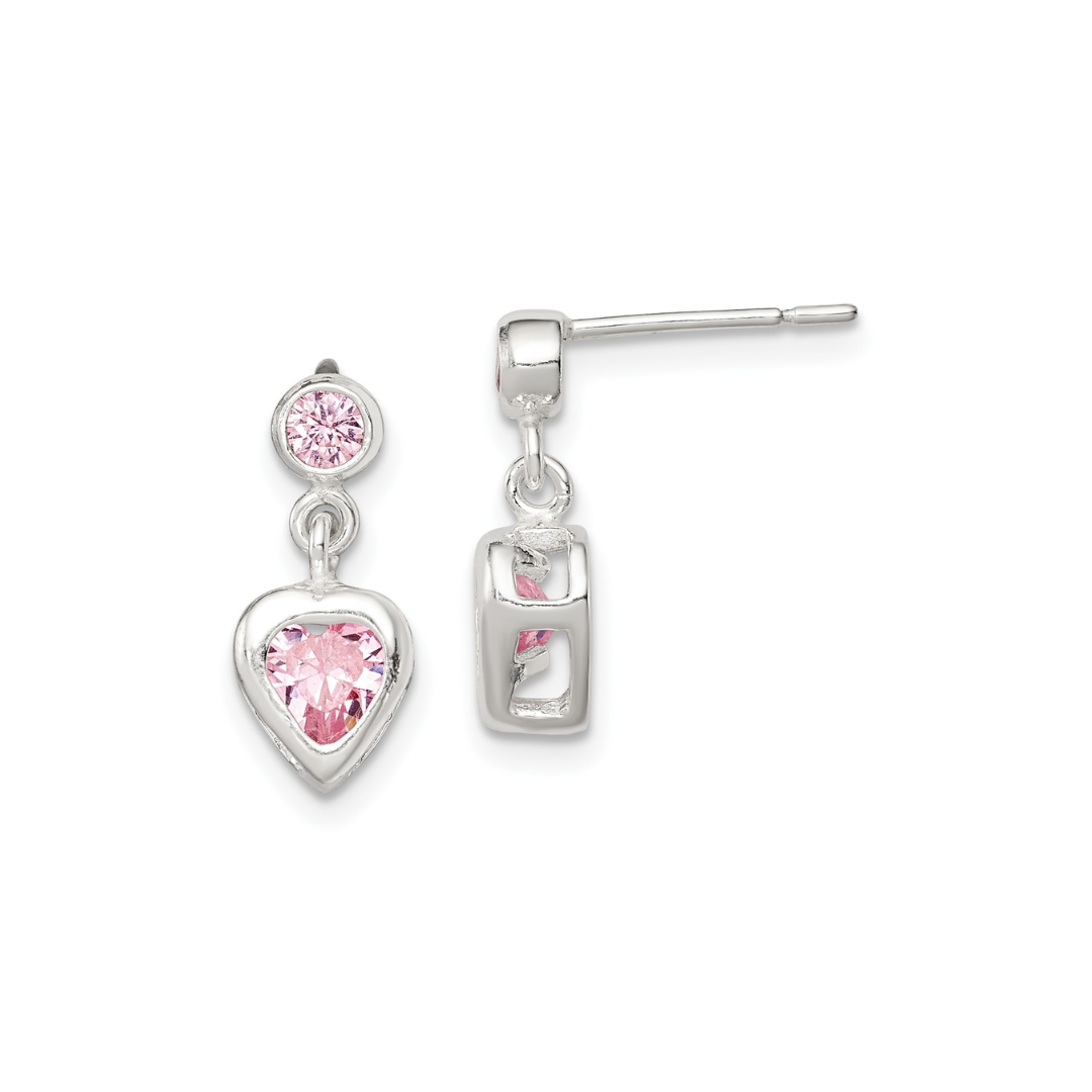 Pink Heart Cubic Zirconia Dangle Earrings for Women - Elegant Rose Gold Plated Drop Earrings for Valentine's Day, Anniversary, Party & Date Night