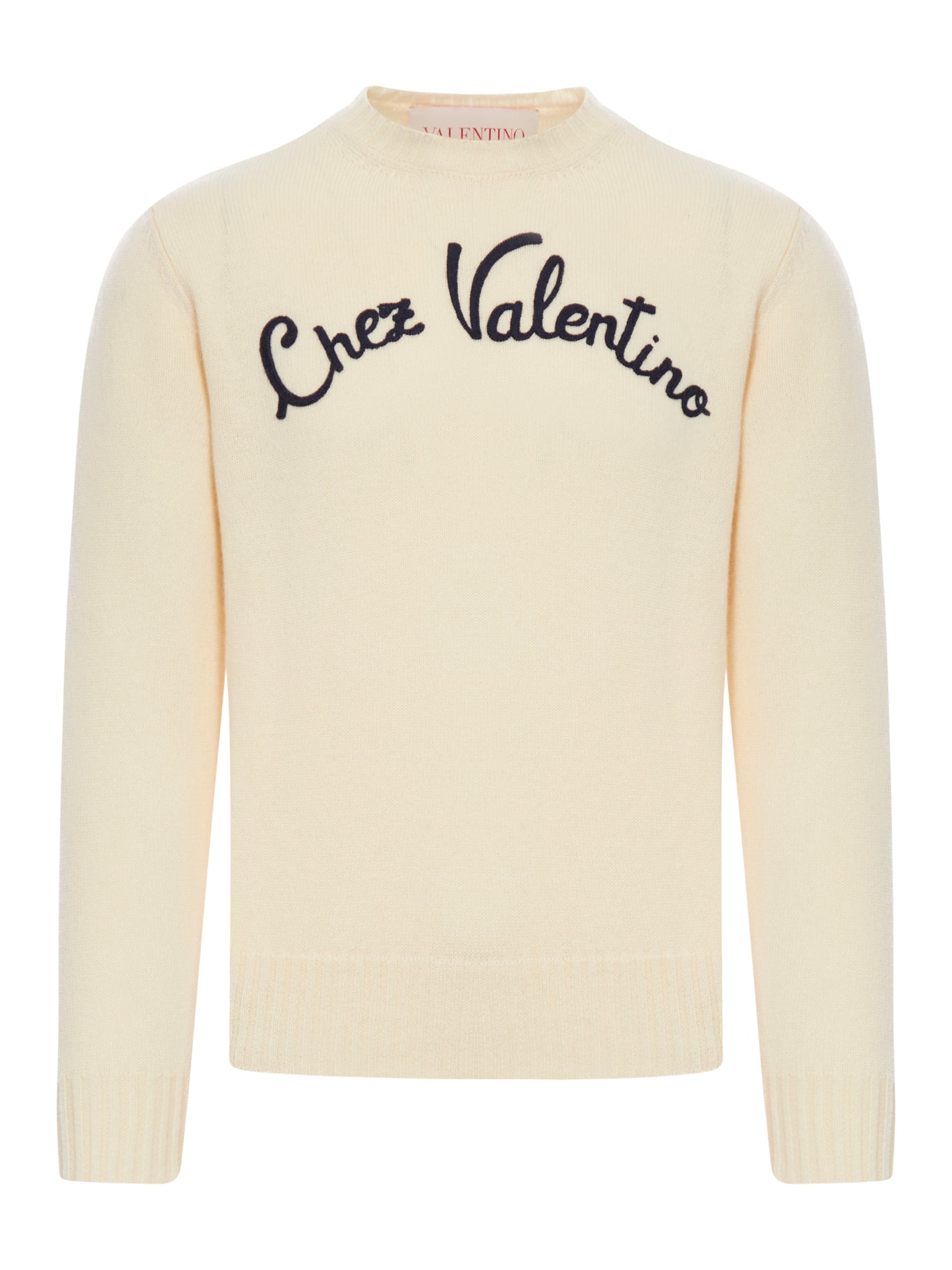 Premium Crewneck Wool Sweater with Chez Valentino Embroidery - Warm & Stylish Winter Pullover for Men & Women | Perfect for Casual Outings, Office Wear & Holiday Gatherings