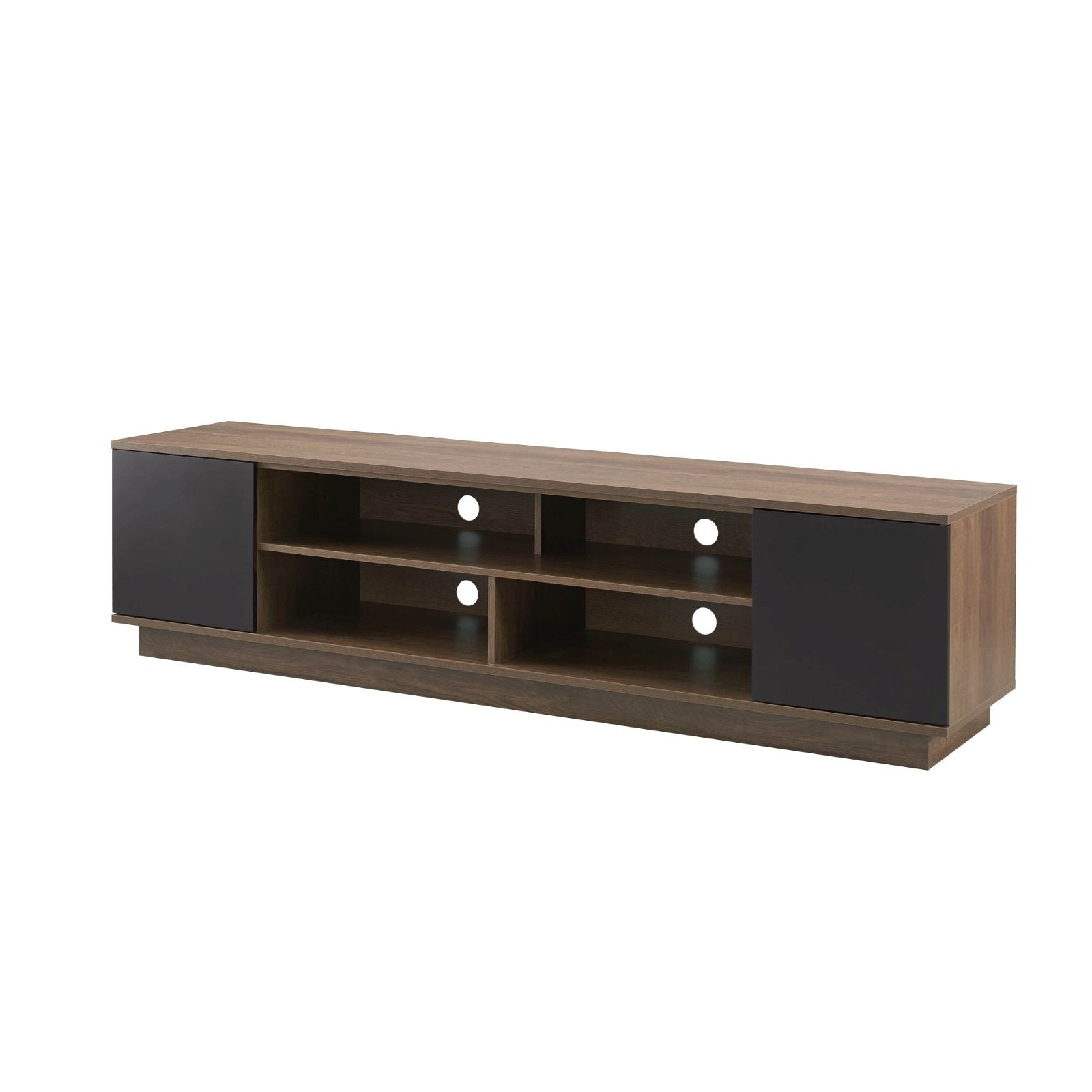 DELUX 200cm TV Stand with Storage, Dark Oak & Black Modern Entertainment Center by Tauris™ - Perfect for Living Room, Home Theater & Gaming Setup