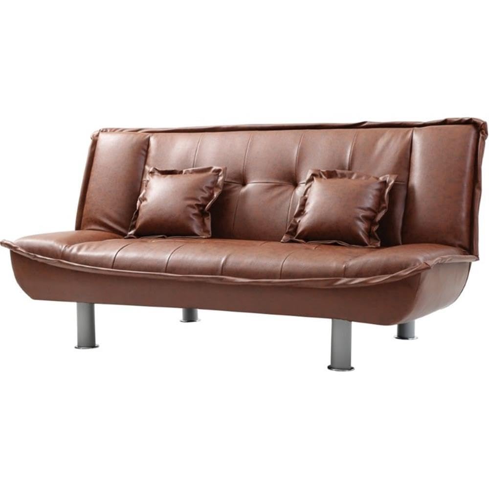 Glory Furniture Lionel Faux Leather Sleeper Sofa - Brown Convertible Couch Bed for Small Spaces | Perfect for Living Rooms, Guest Rooms & Apartments