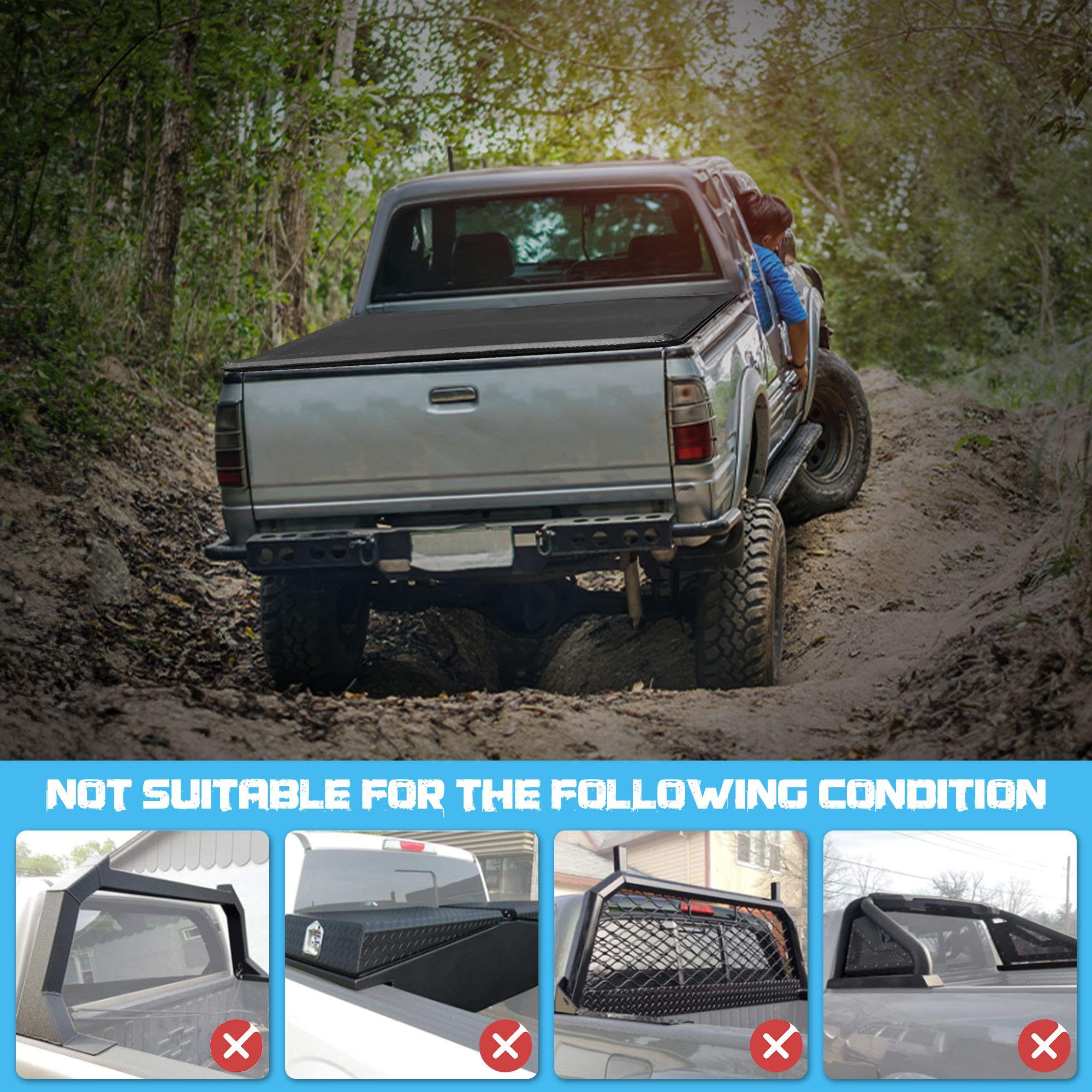 Dodge Ram 1500/2500/3500 Truck Bed Tonneau Cover - Soft Roll Up Style for 6.4 ft Standard Box (2002-2024 Models, Excludes 2019-2024 1500 New Body & Rambox) | Weatherproof Protection for Cargo & Outdoor Gear
