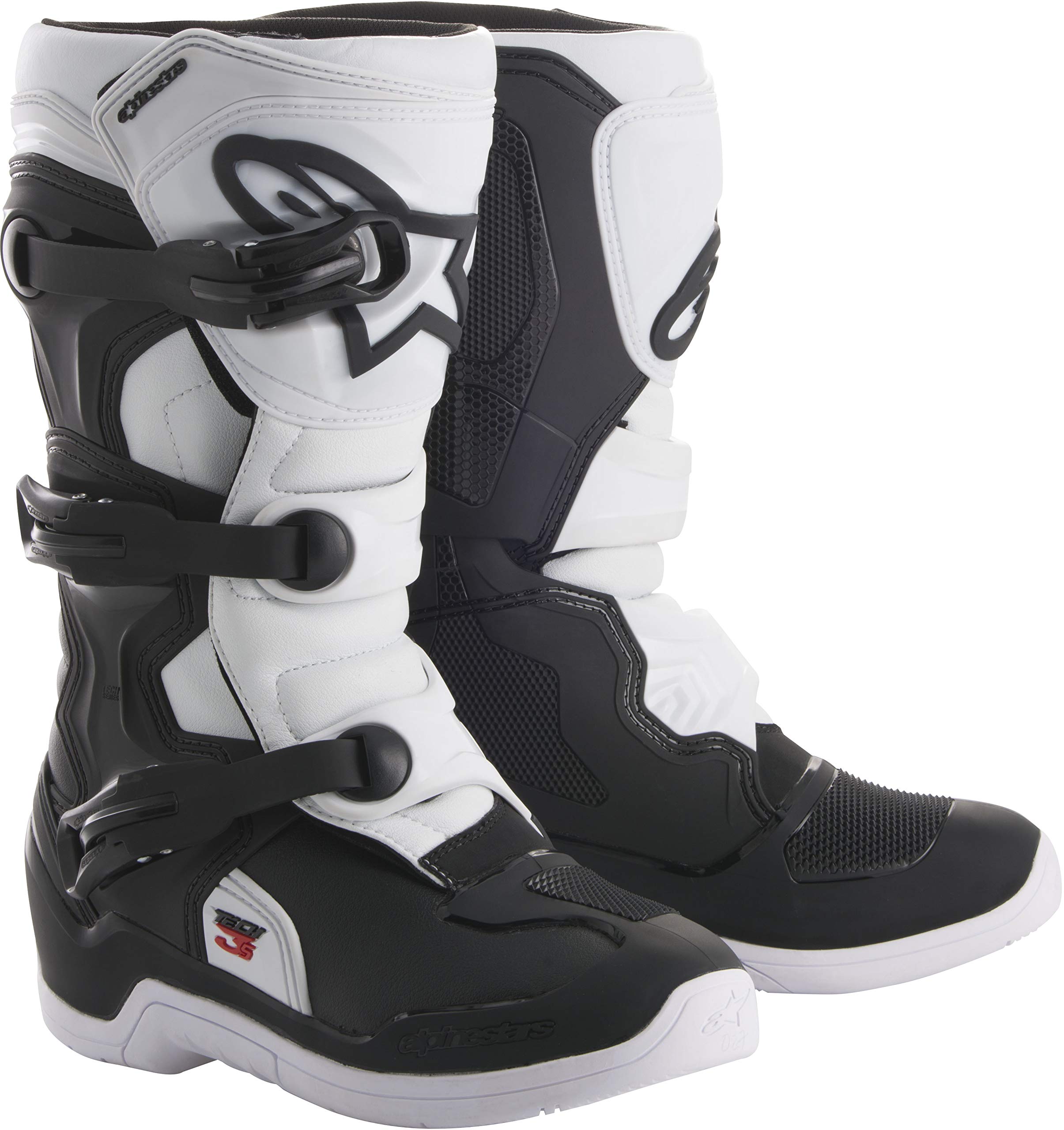 Alpinestars Tech 3S Motocross Boots Black/White Size 02 - Durable Off-Road Motorcycle Riding Boots for MX, Enduro & Trail Riding