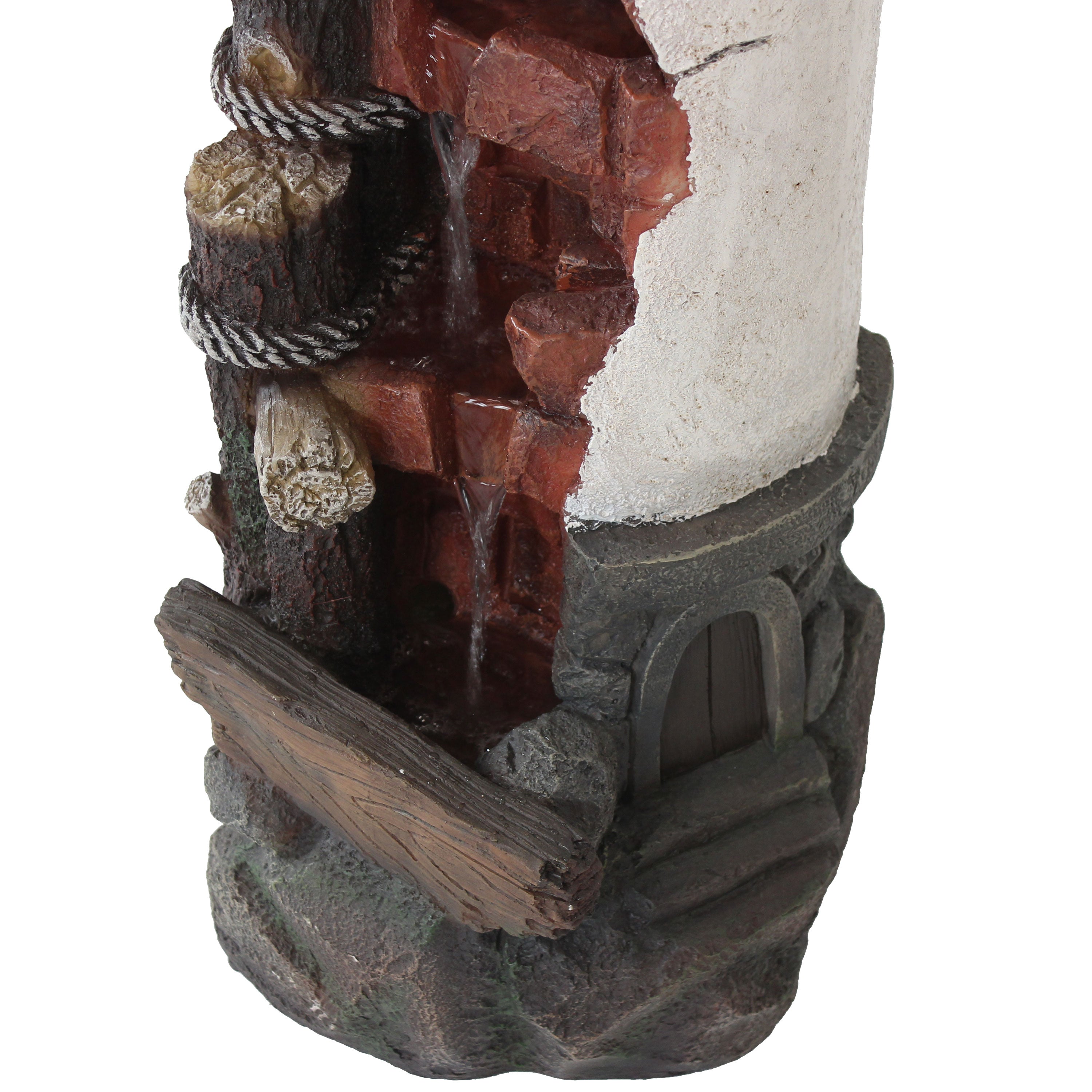 Sunnydaze Gull's Cove Outdoor Lighthouse Fountain with LED Lights - 36 Inch Tall Water Feature for Garden, Patio, and Backyard Decor