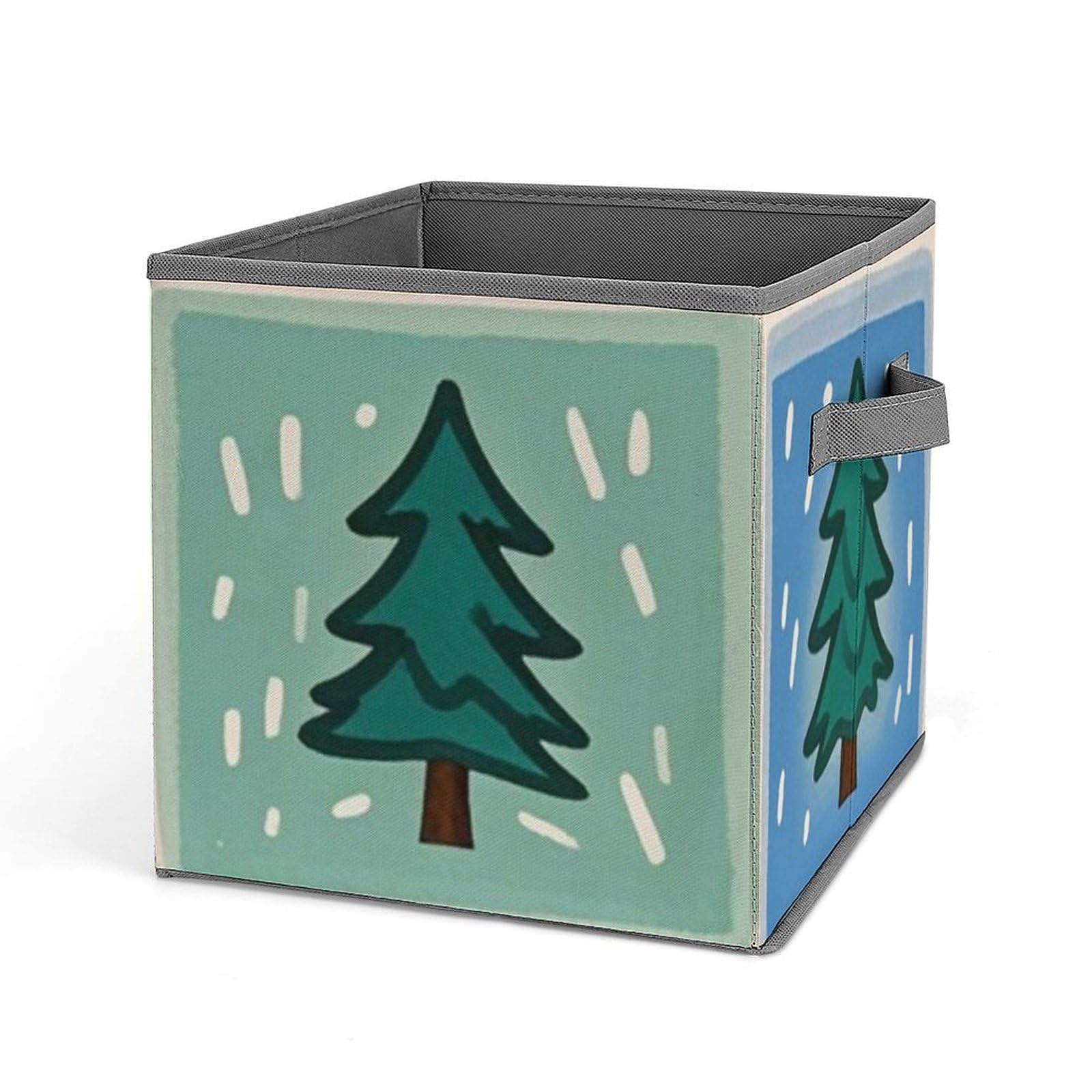 Foldable Storage Bins with Grid Design & Pine Print - Dual Handle Collapsible Storage Box for Closet, Bedroom, Office & Outdoor Use | Perfect for Organizing Toys, Clothes & Home Essentials