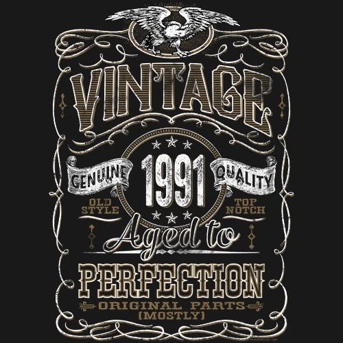 Vintage 1991 Aged to Perfection 34th Birthday Shirt for Men - Funny 34 Year Old Gift Idea - Perfect for Birthday Parties & Celebrations
