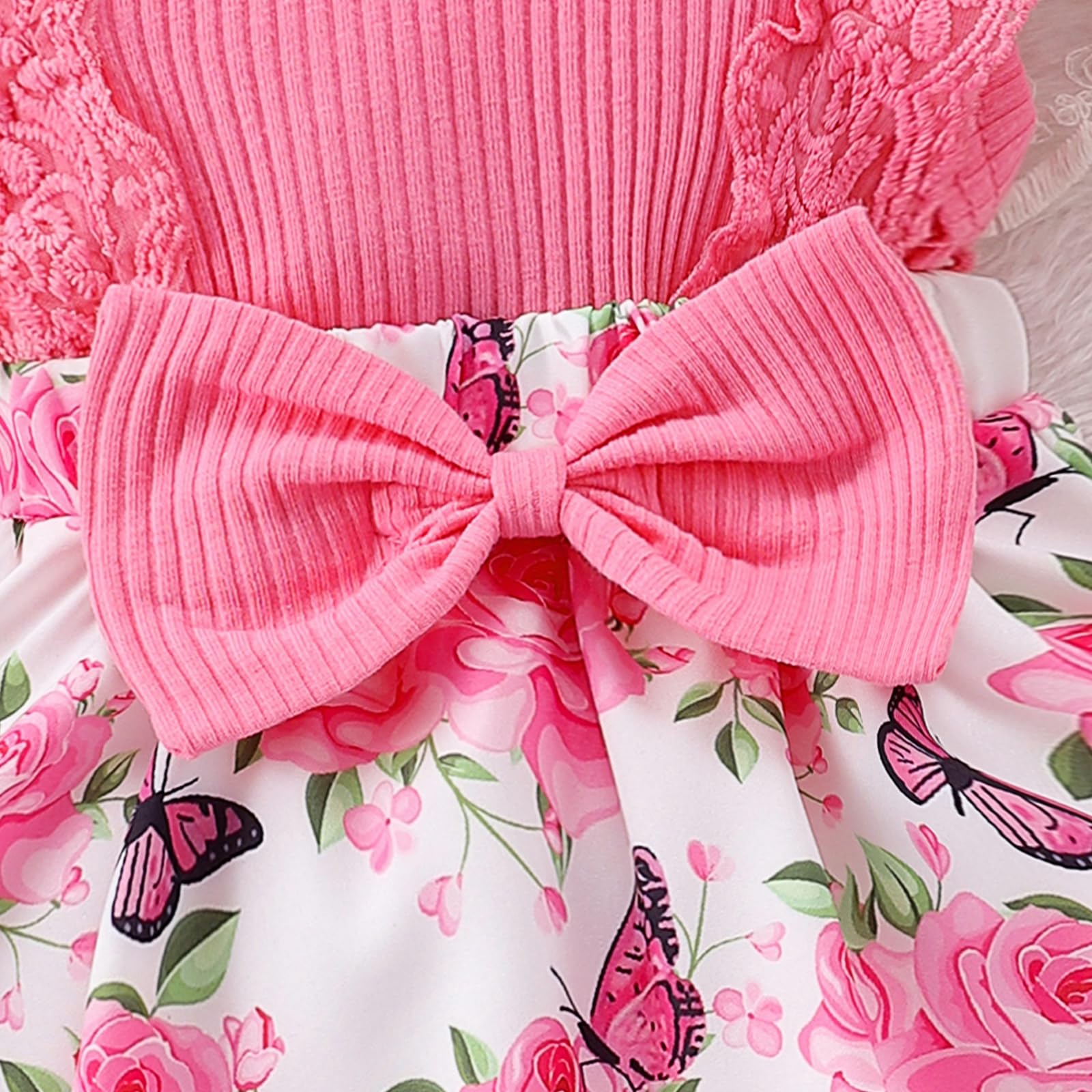 Baby Girl Romper Dress 0-12 Months | Newborn Lace Ruffle Sleeveless Summer Outfit with Headband | Perfect for Photoshoots, Parties & Outdoor Play