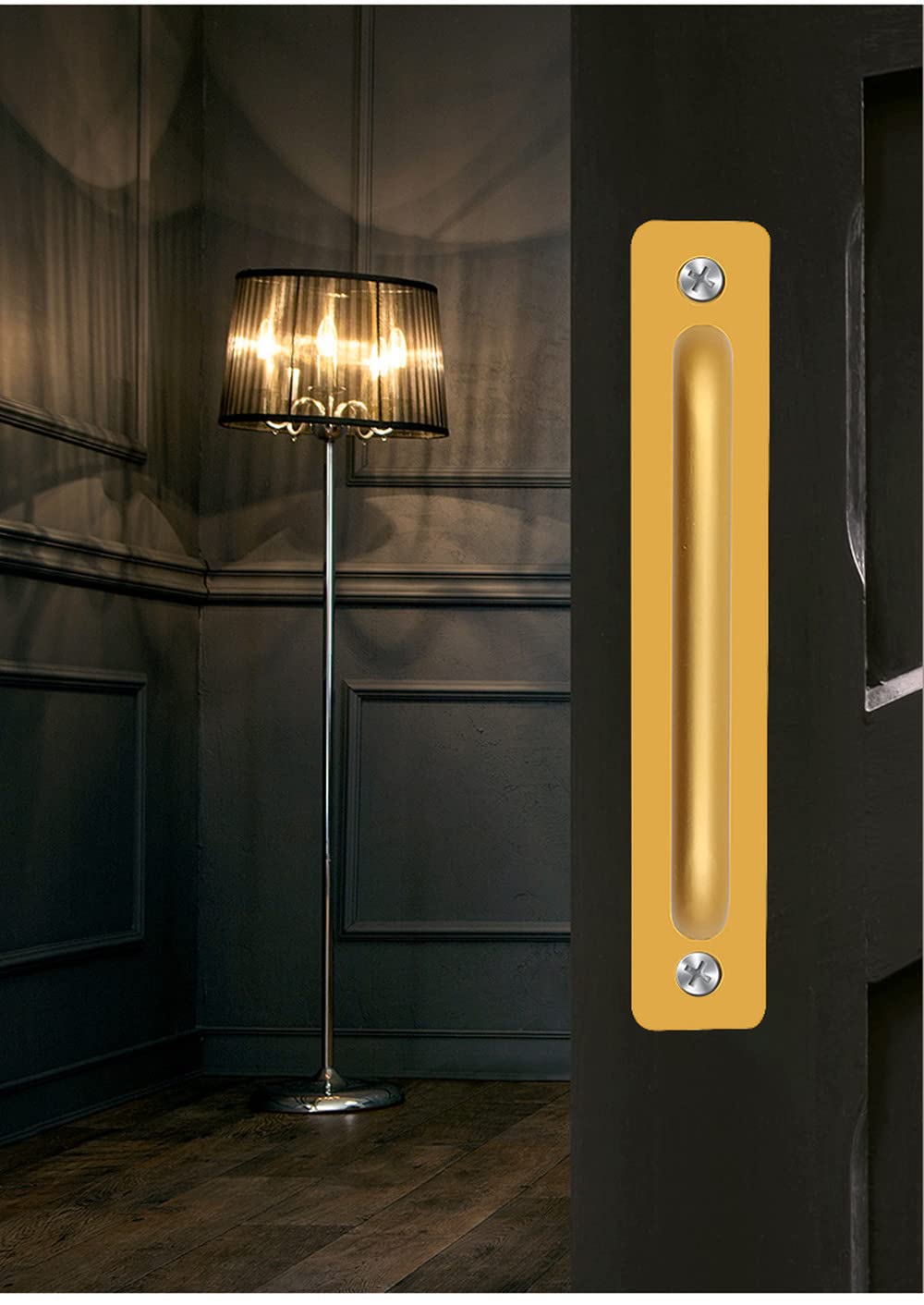 Premium Pack of 2 Aluminum Alloy Sliding Barn Door Handles - Golden Cabinet & Drawer Pulls for Kitchen, Wardrobe & Furniture - Heavy Duty Hardware for Smooth Operation & Stylish Home Decor