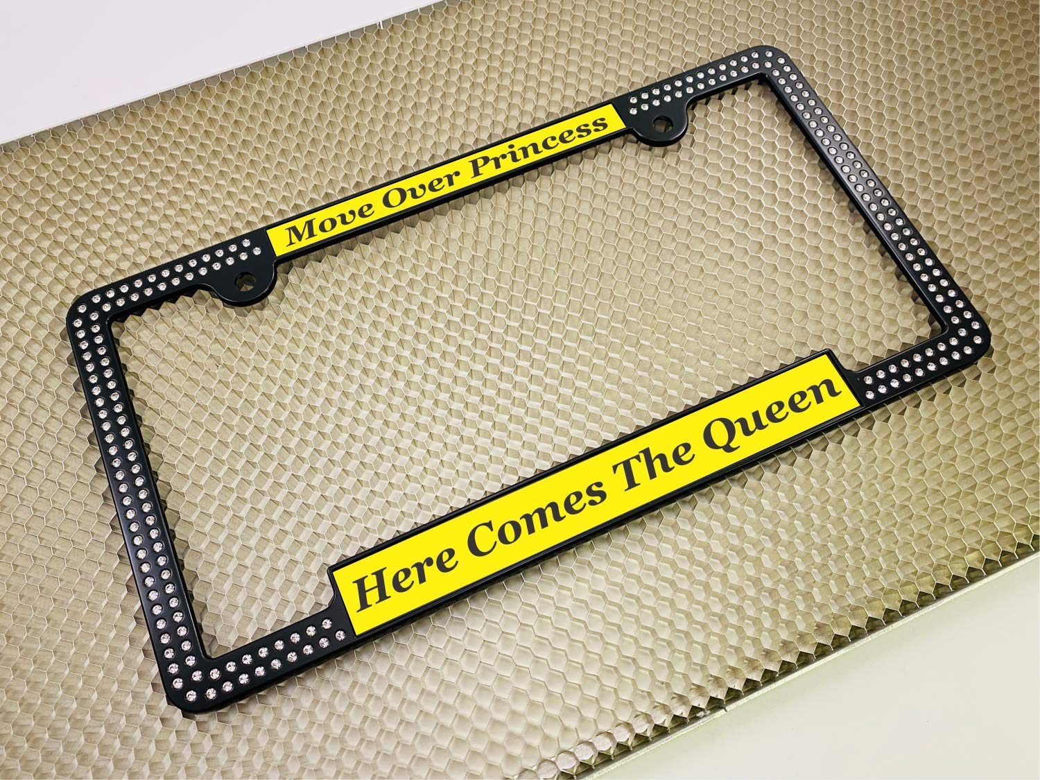 Custom Laser Engraved Crystal License Plate Frame - Bling Car Accessory for Personalization
