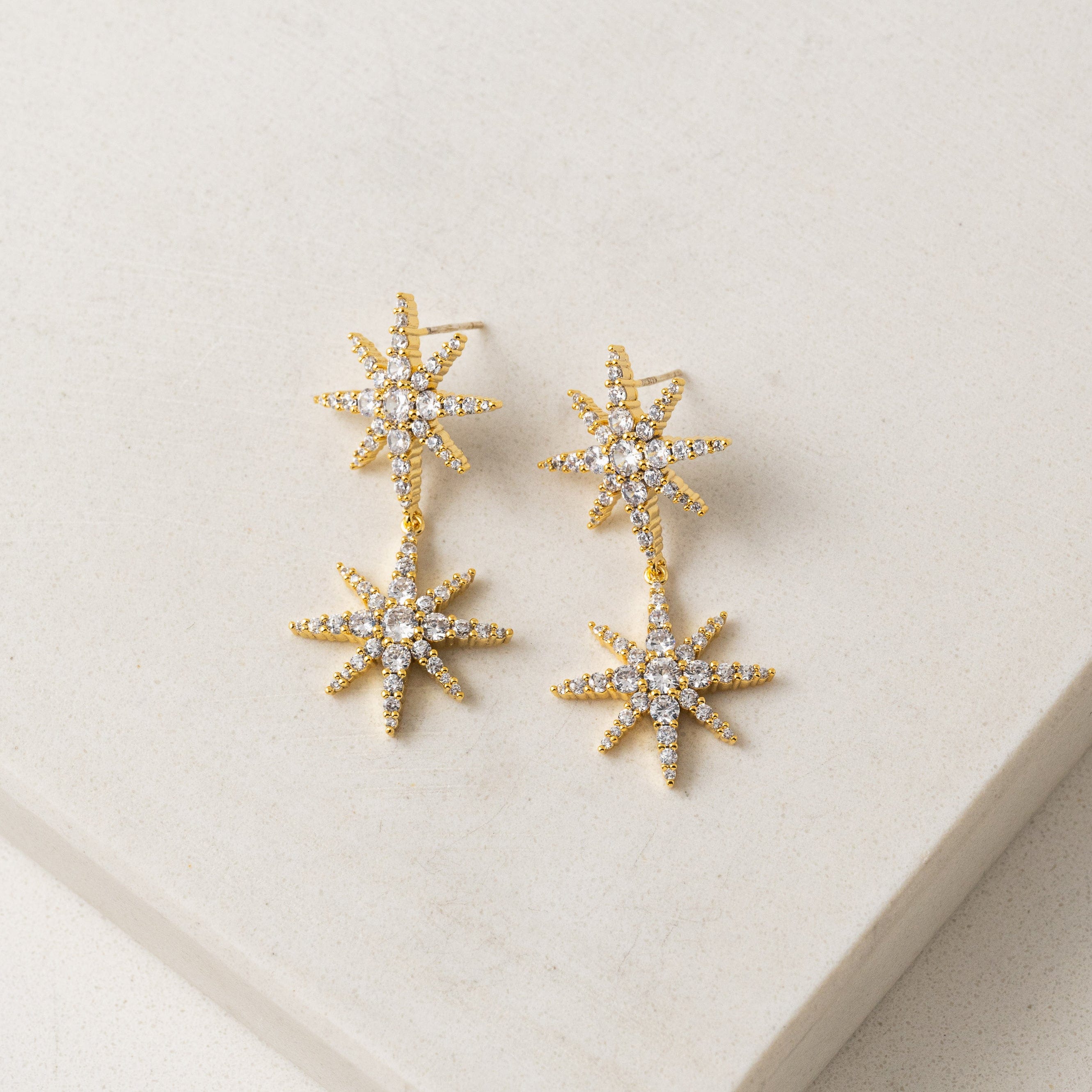 Etoile Duet Star Drop Earrings - Elegant Dangling Silver Star Earrings for Women | Perfect for Date Night, Parties & Special Occasions