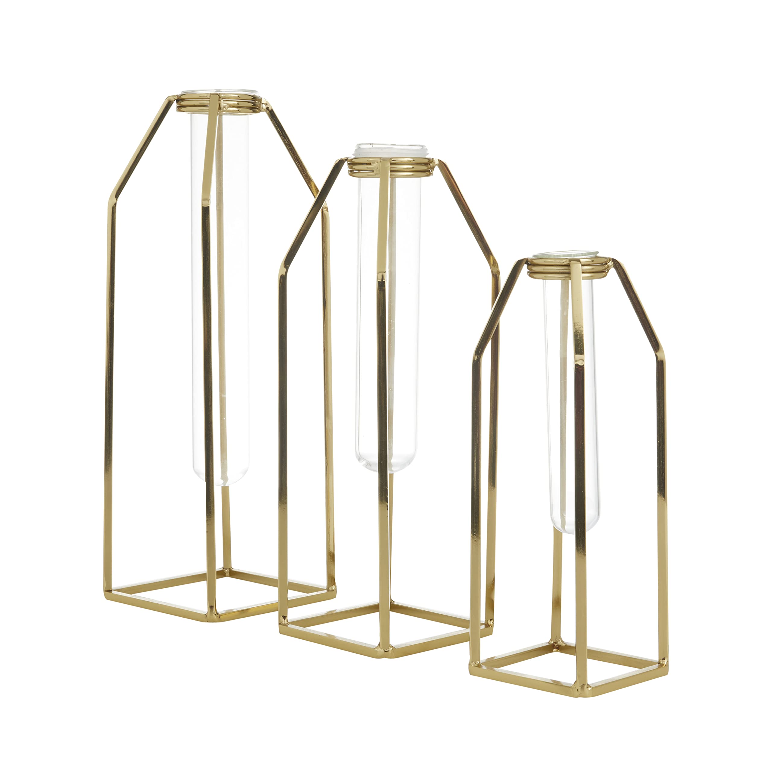 CosmoLiving by Cosmopolitan Stainless Steel Decorative Vase Set - 3 Modern Gold Flower Vases (13