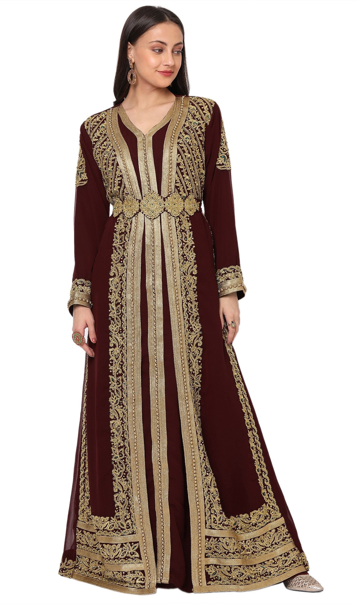 Hand Embroidered Djellaba Dress - Elegant Moroccan Kaftan Gown for Women | Perfect for Weddings, Parties & Special Occasions
