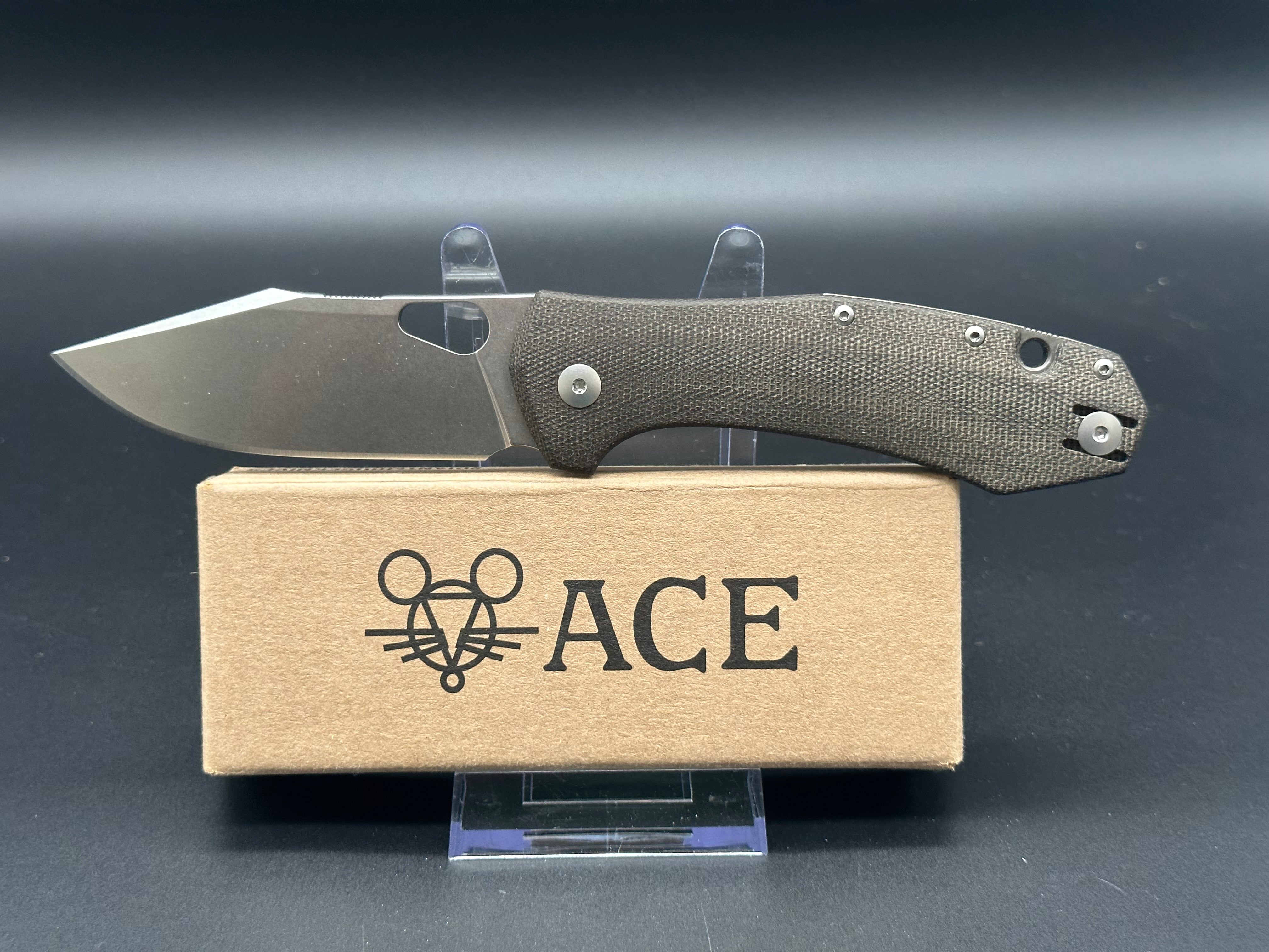 Giant Mouse Ace Grand Folding Knife - Tan Micarta Handle, EDC Pocket Knife for Outdoor Camping, Hiking & Everyday Carry