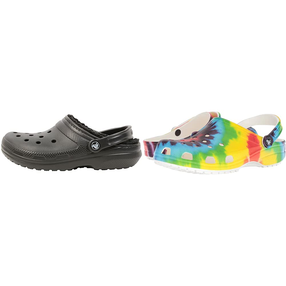 Crocs Classic Clogs for Men & Women - Comfortable Slip-On Shoes with Soft Lining, 2-Pack Bundle - Perfect for Indoor, Outdoor, Gardening, and Beach Wear