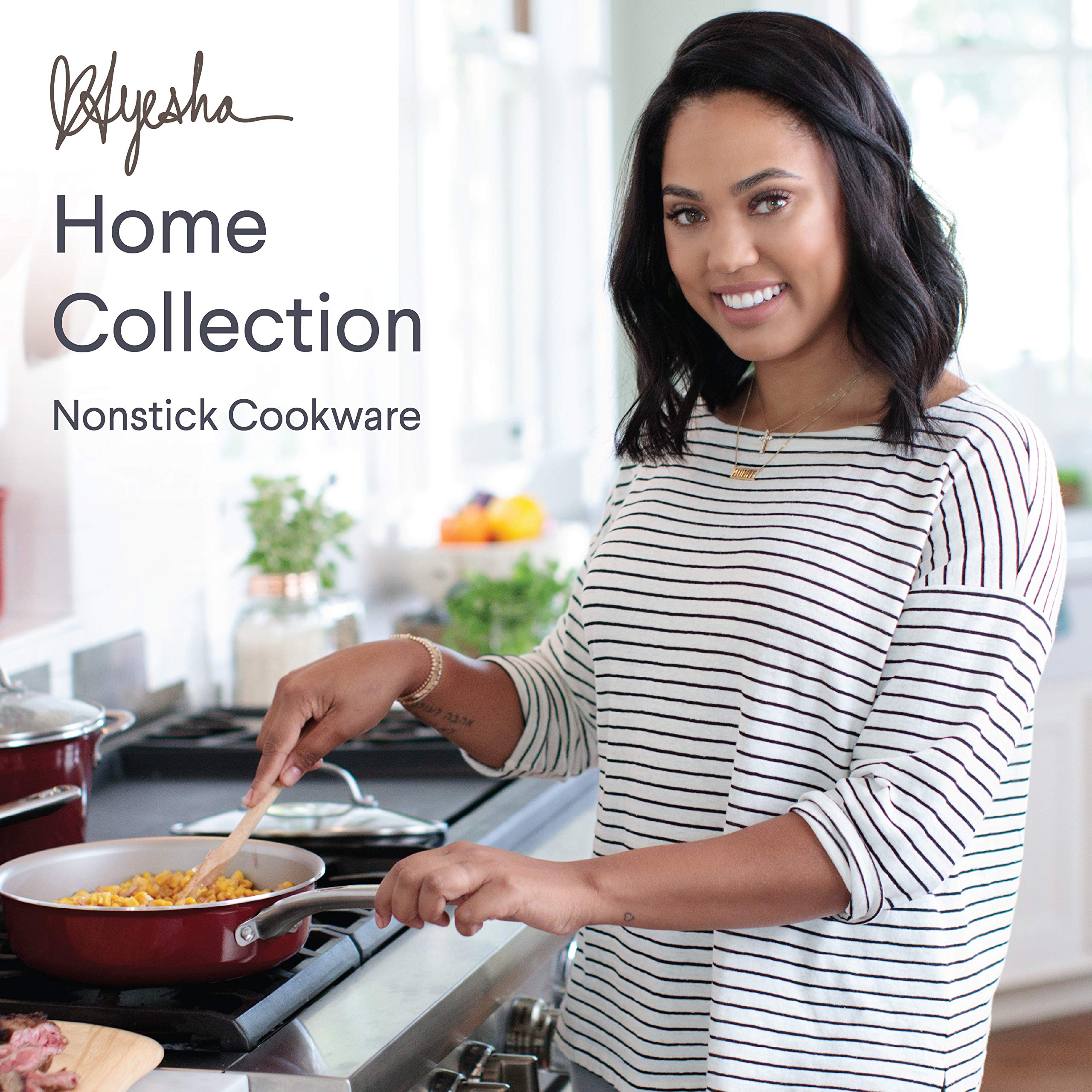 Ayesha Curry Nonstick Cookware Set & Japanese Stainless Steel Knife Set Bundle - 9-Piece Pots & Pans + 3-Piece Knives with Sheaths (Sienna Red) - Perfect for Home Cooking, Professional Chefs & Kitchen Enthusiasts